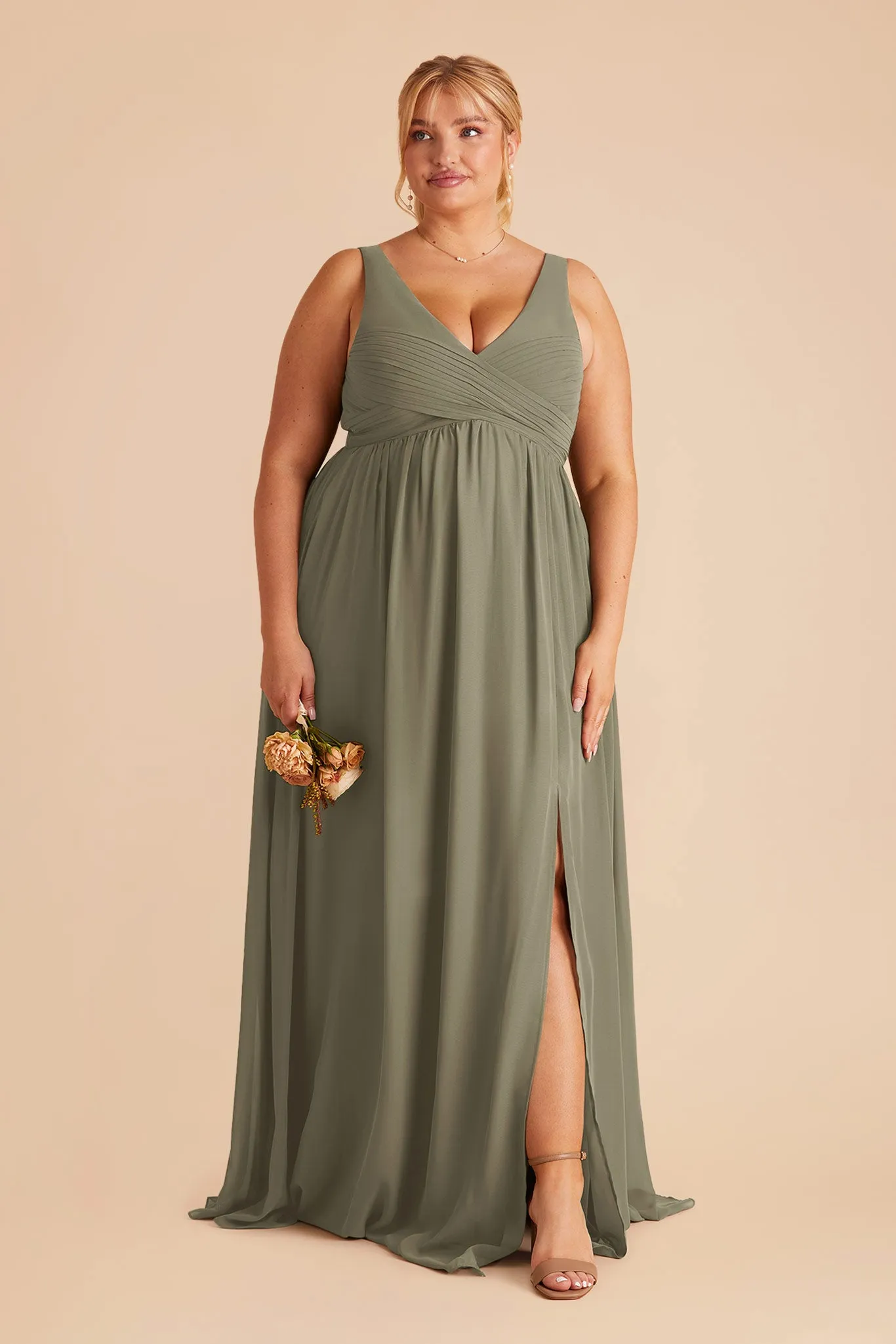 Laurie Chiffon Dress - Thyme sold by Birdy Grey product image thumbnail 2