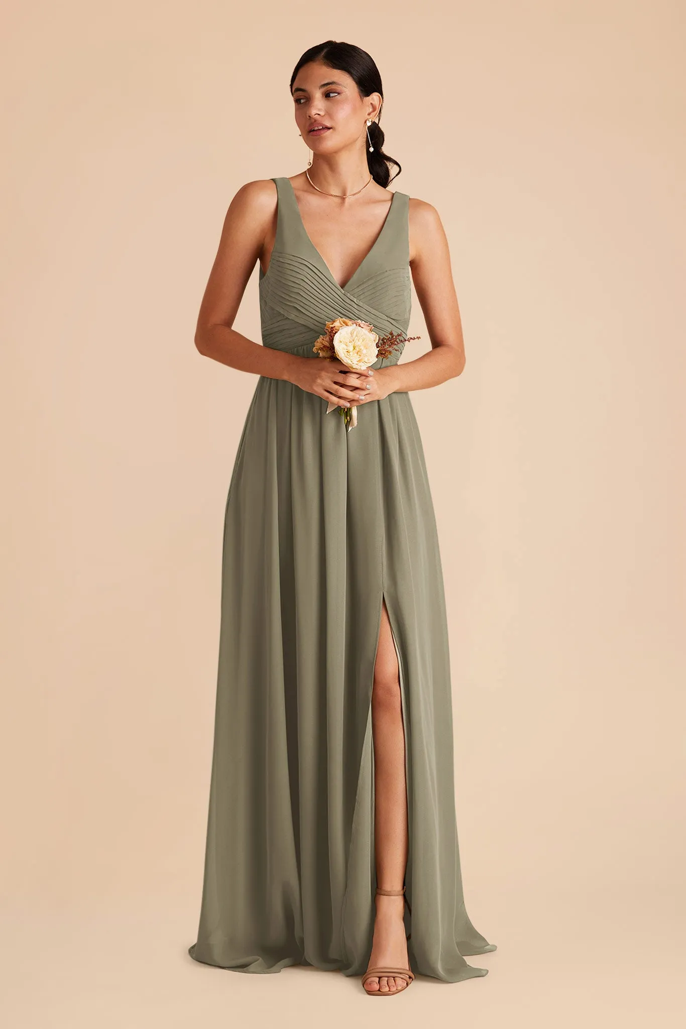 Laurie Chiffon Dress - Thyme sold by Birdy Grey product image thumbnail 3