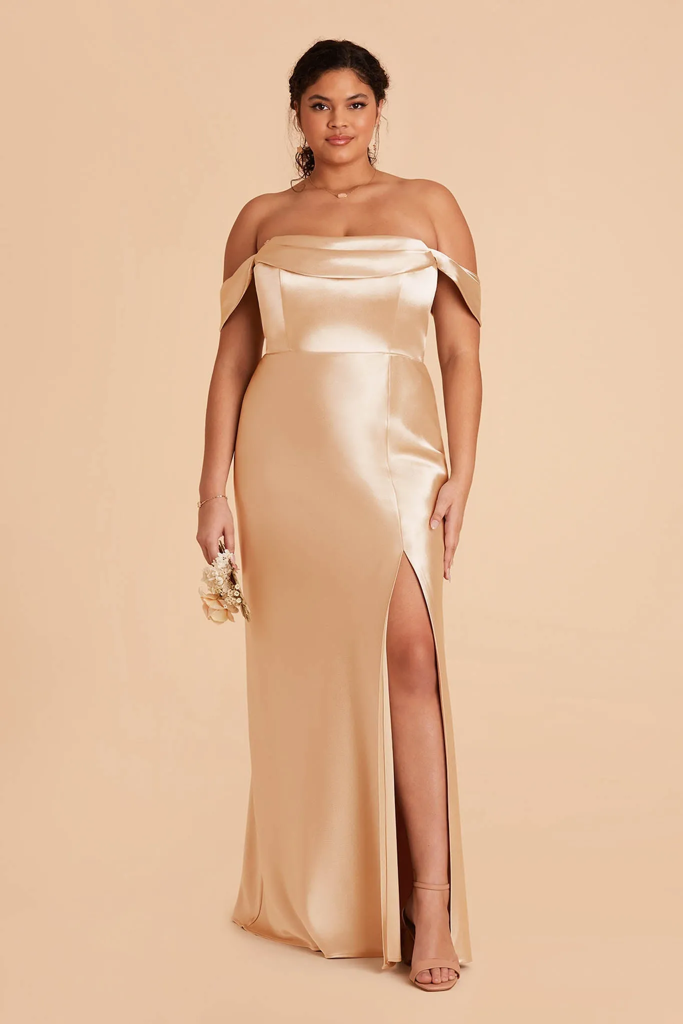 Mia Shiny Satin Dress - Gold sold by Birdy Grey product image thumbnail 3
