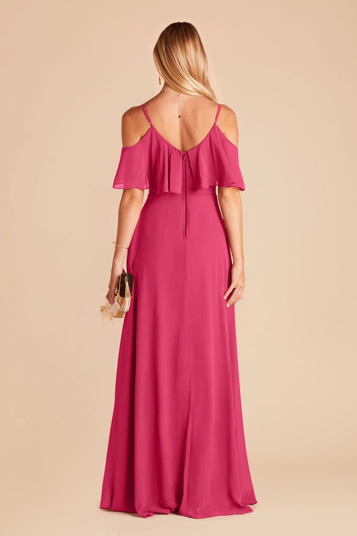 Jane Chiffon Dress With Slit - Fuchsia sold by Birdy Grey product image thumbnail 5