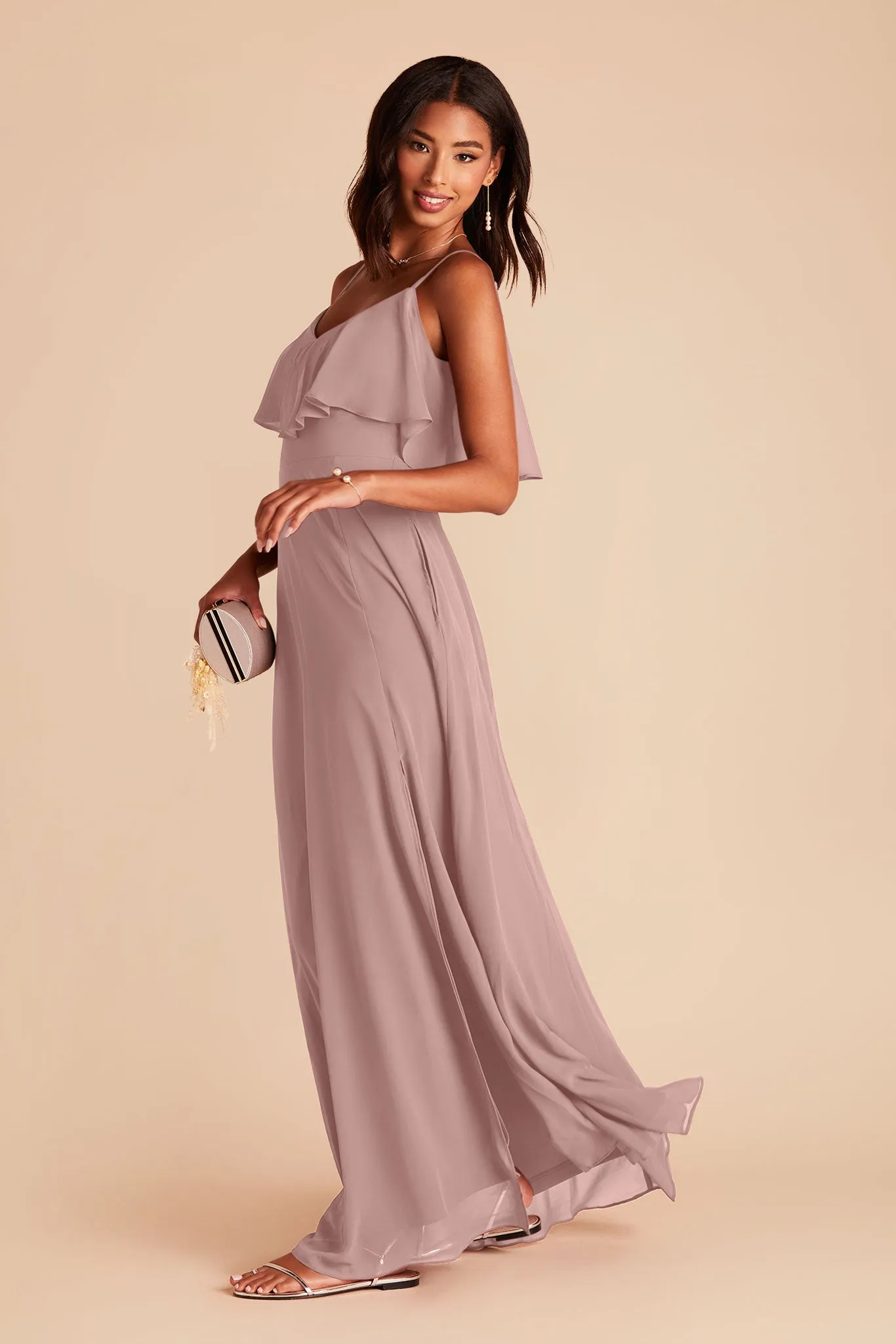 Jane Chiffon Dress With Slit - English Rose sold by Birdy Grey product image thumbnail 3