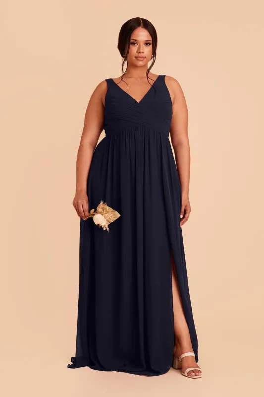 Laurie Chiffon Dress - Navy sold by Birdy Grey
