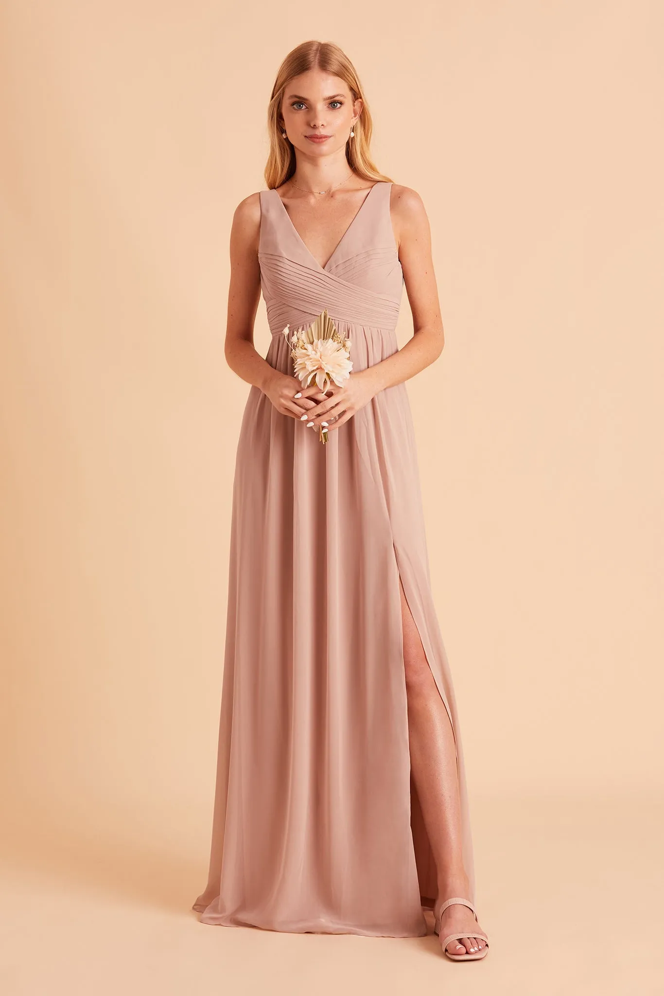 Laurie Chiffon Dress - Taupe sold by Birdy Grey