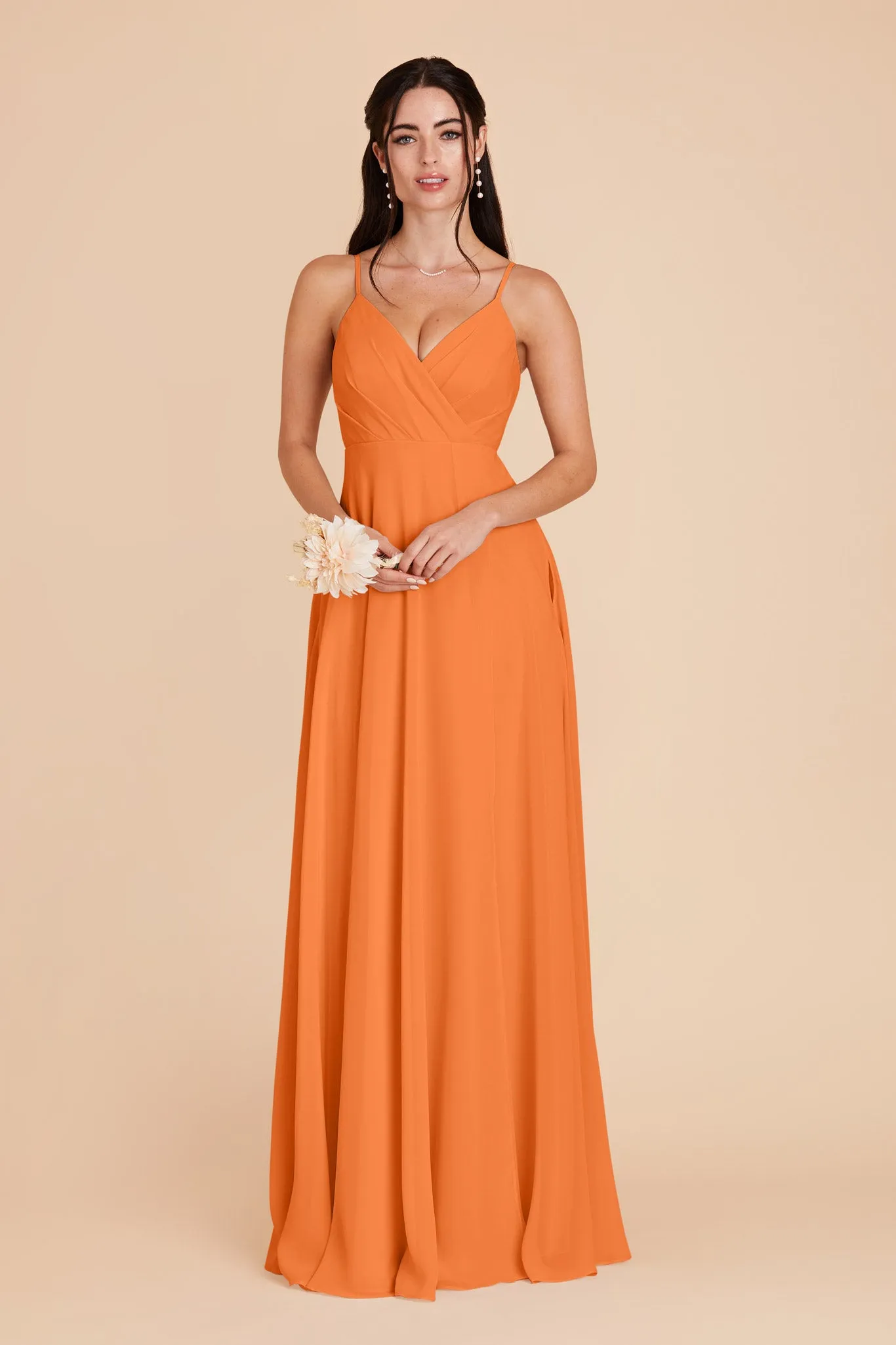 Kaia Chiffon Dress - Apricot sold by Birdy Grey