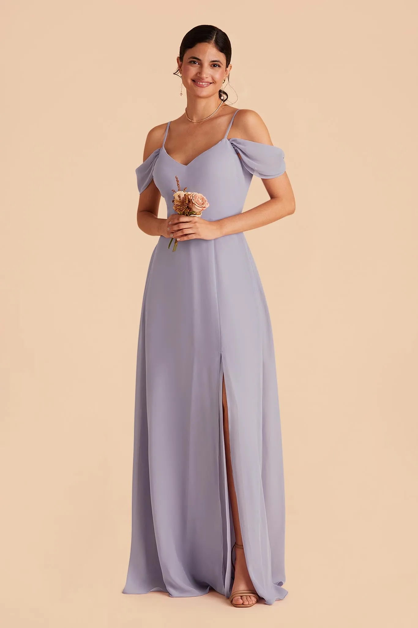 Devin Chiffon Dress With Slit - Dusty Lilac sold by Birdy Grey product image thumbnail 3