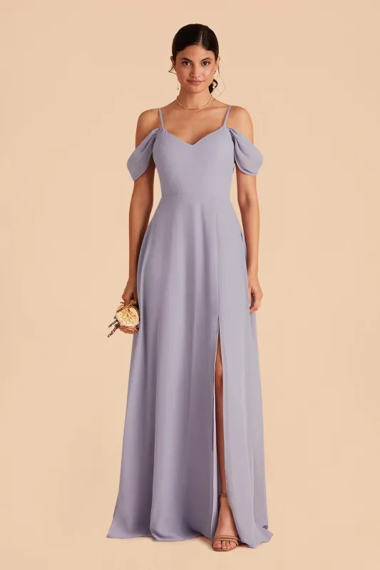 Devin Chiffon Dress With Slit - Dusty Lilac sold by Birdy Grey