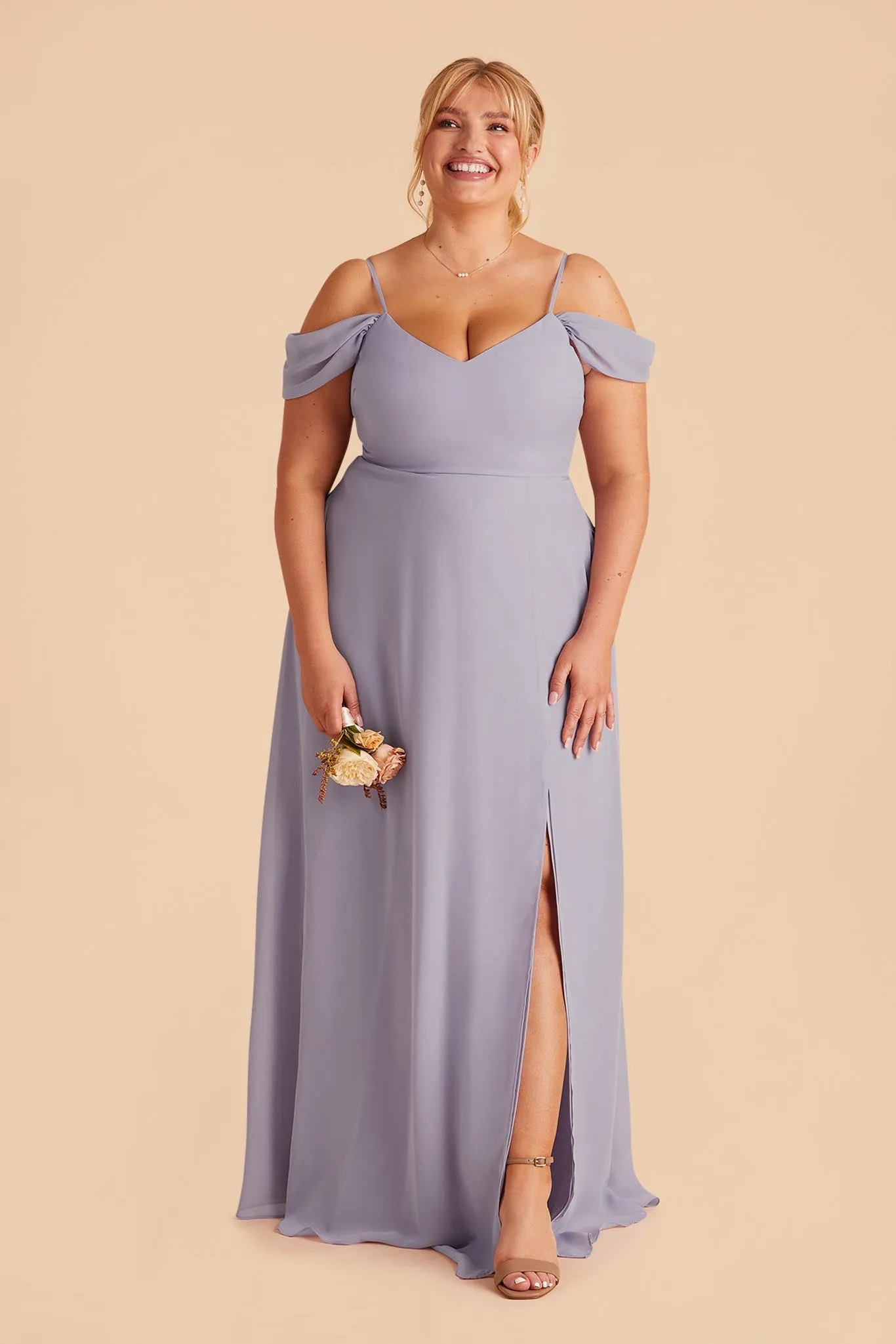 Devin Chiffon Dress With Slit - Dusty Lilac sold by Birdy Grey product image thumbnail 2