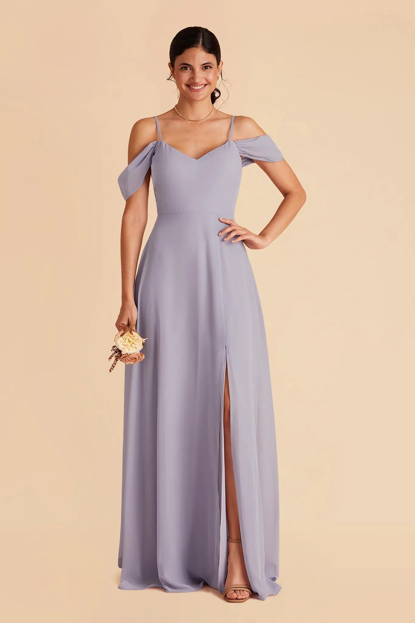 Devin Chiffon Dress With Slit - Dusty Lilac sold by Birdy Grey product image thumbnail 4
