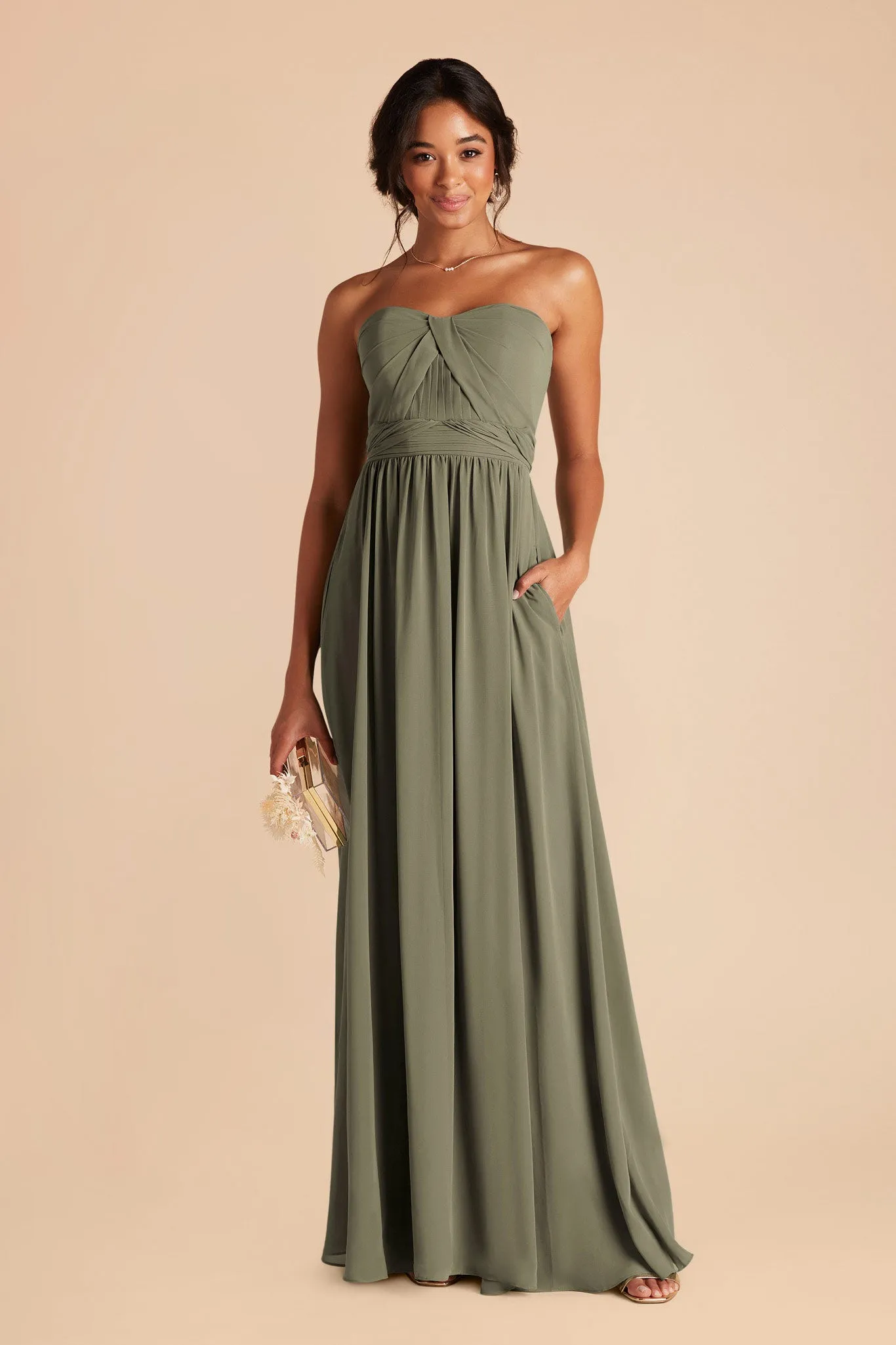 Grace Chiffon Dress - Thyme sold by Birdy Grey