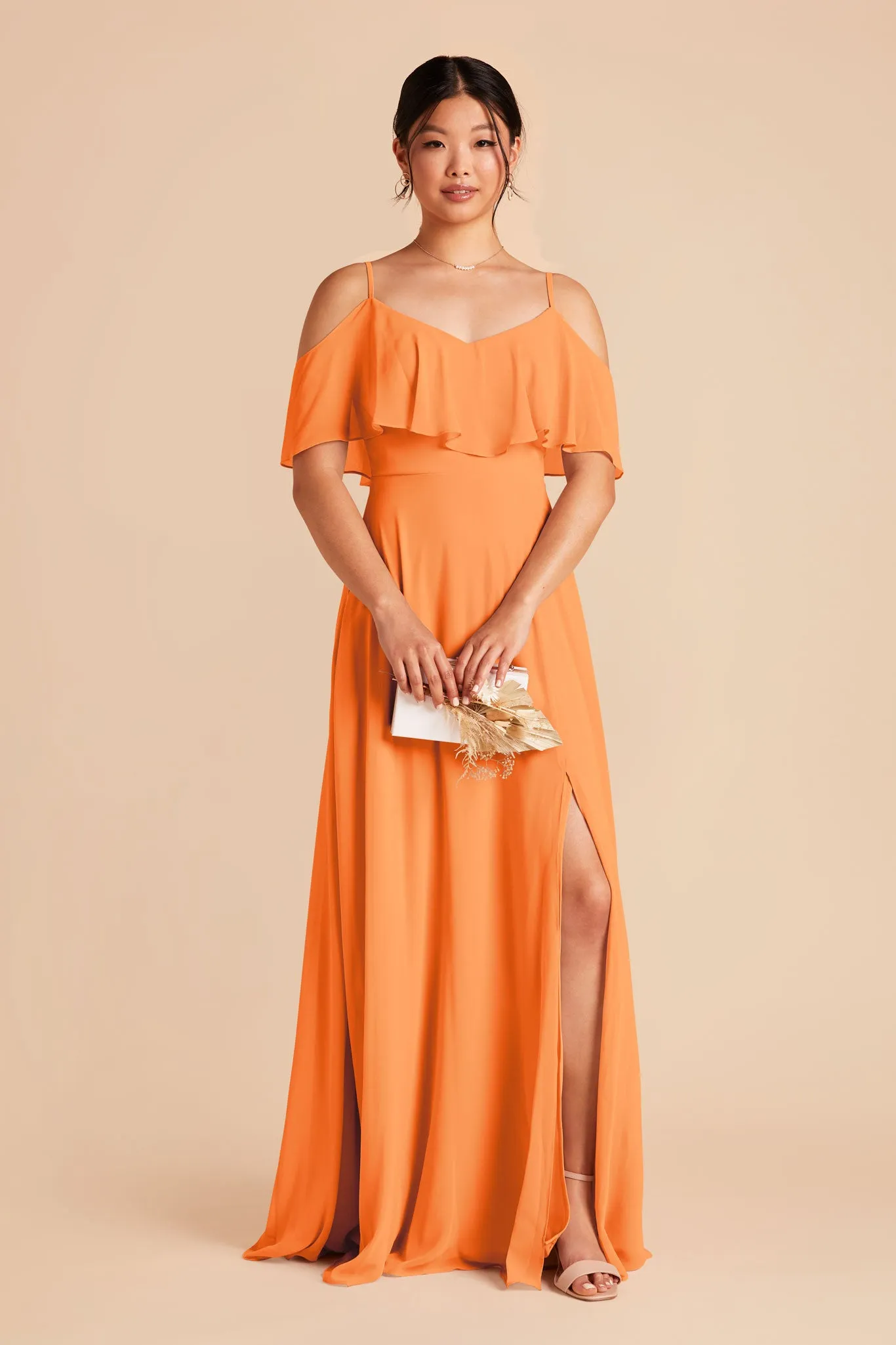 Jane Chiffon Dress With Slit - Apricot sold by Birdy Grey product image thumbnail 3