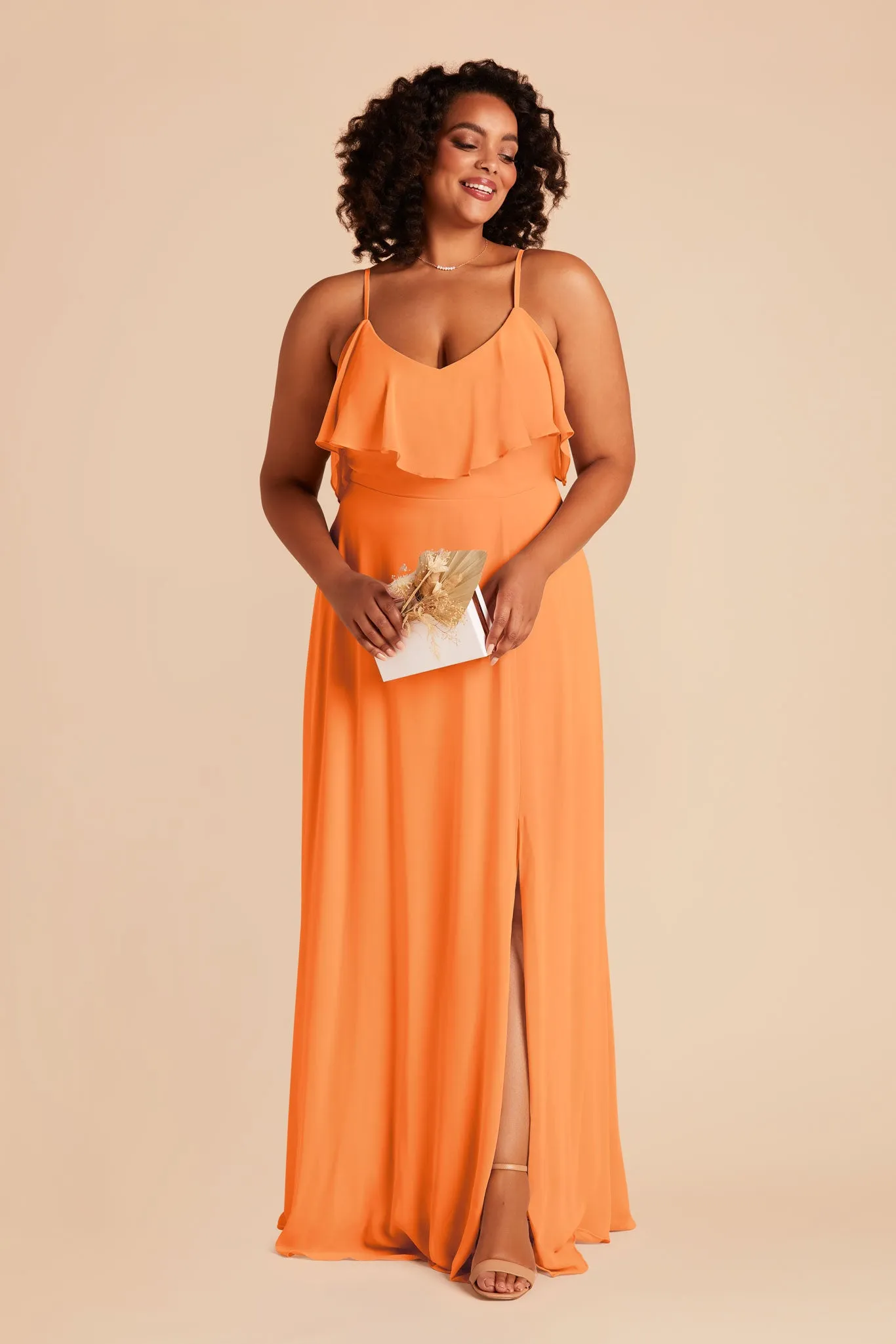 Jane Chiffon Dress With Slit - Apricot sold by Birdy Grey product image thumbnail 2