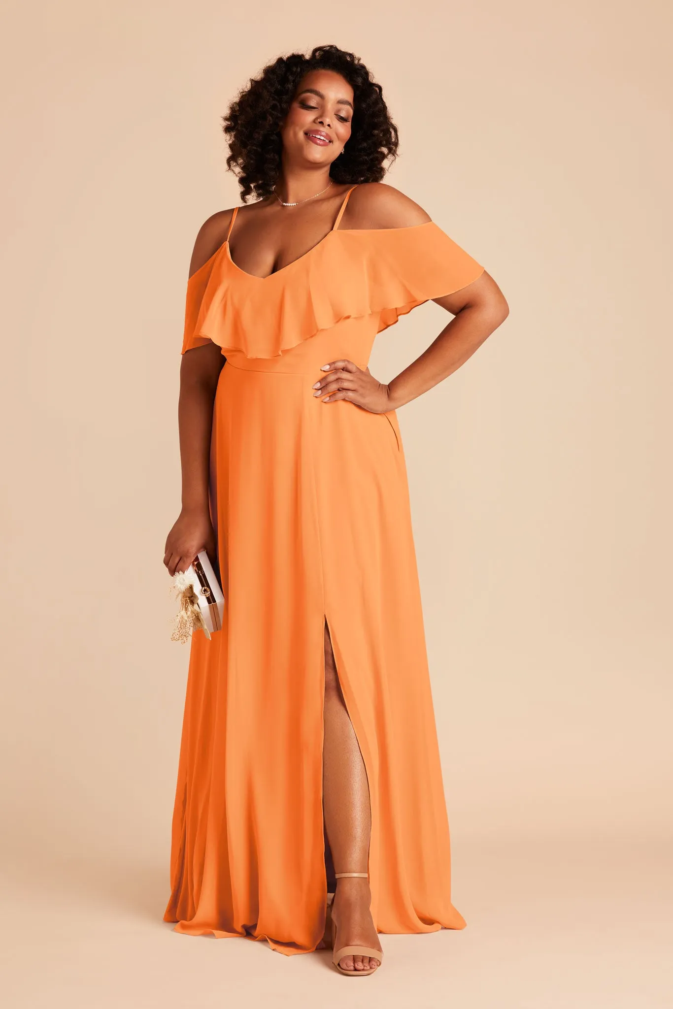 Jane Chiffon Dress With Slit - Apricot sold by Birdy Grey product image thumbnail 5