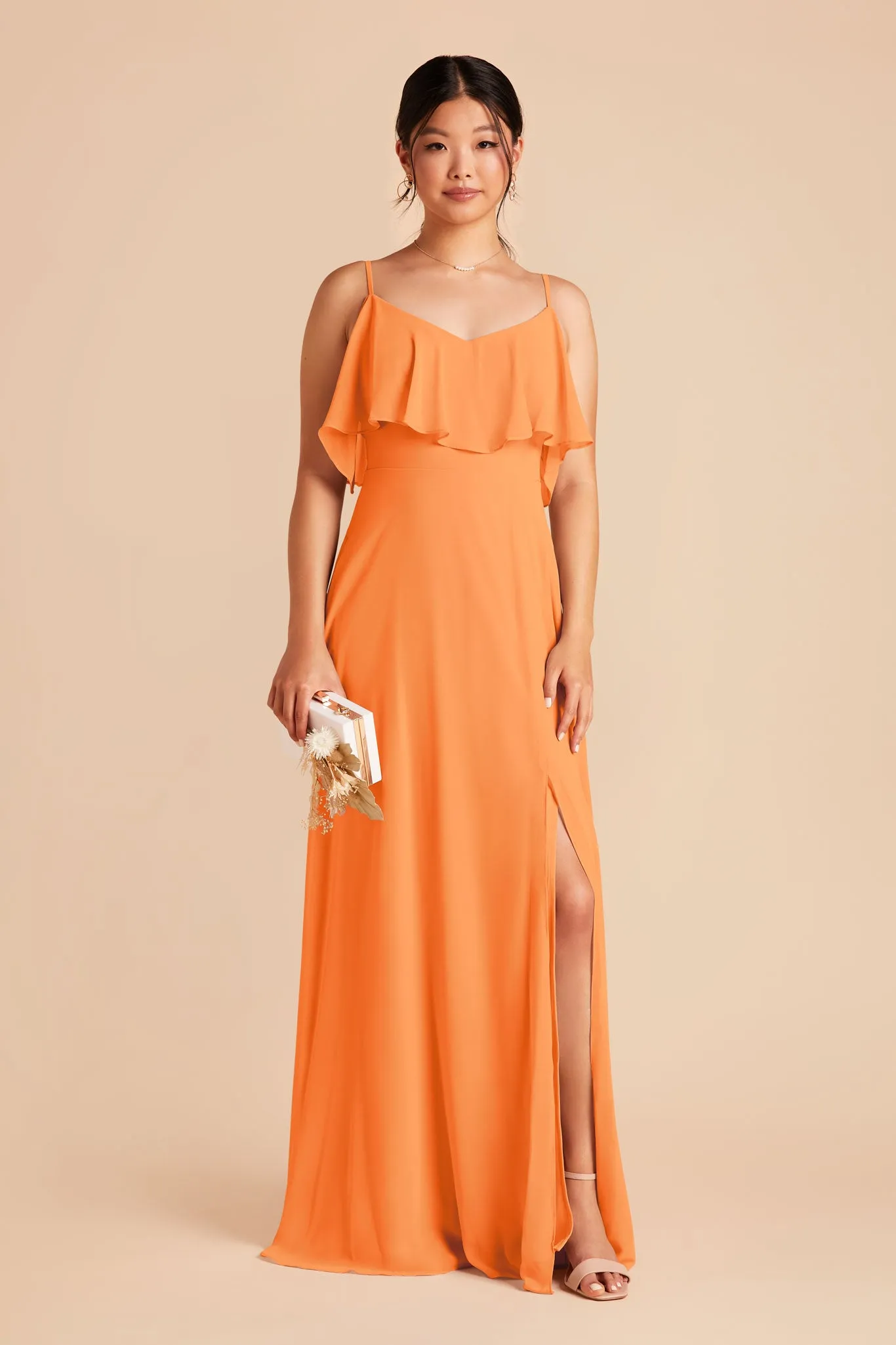 Jane Chiffon Dress With Slit - Apricot sold by Birdy Grey product image thumbnail 4