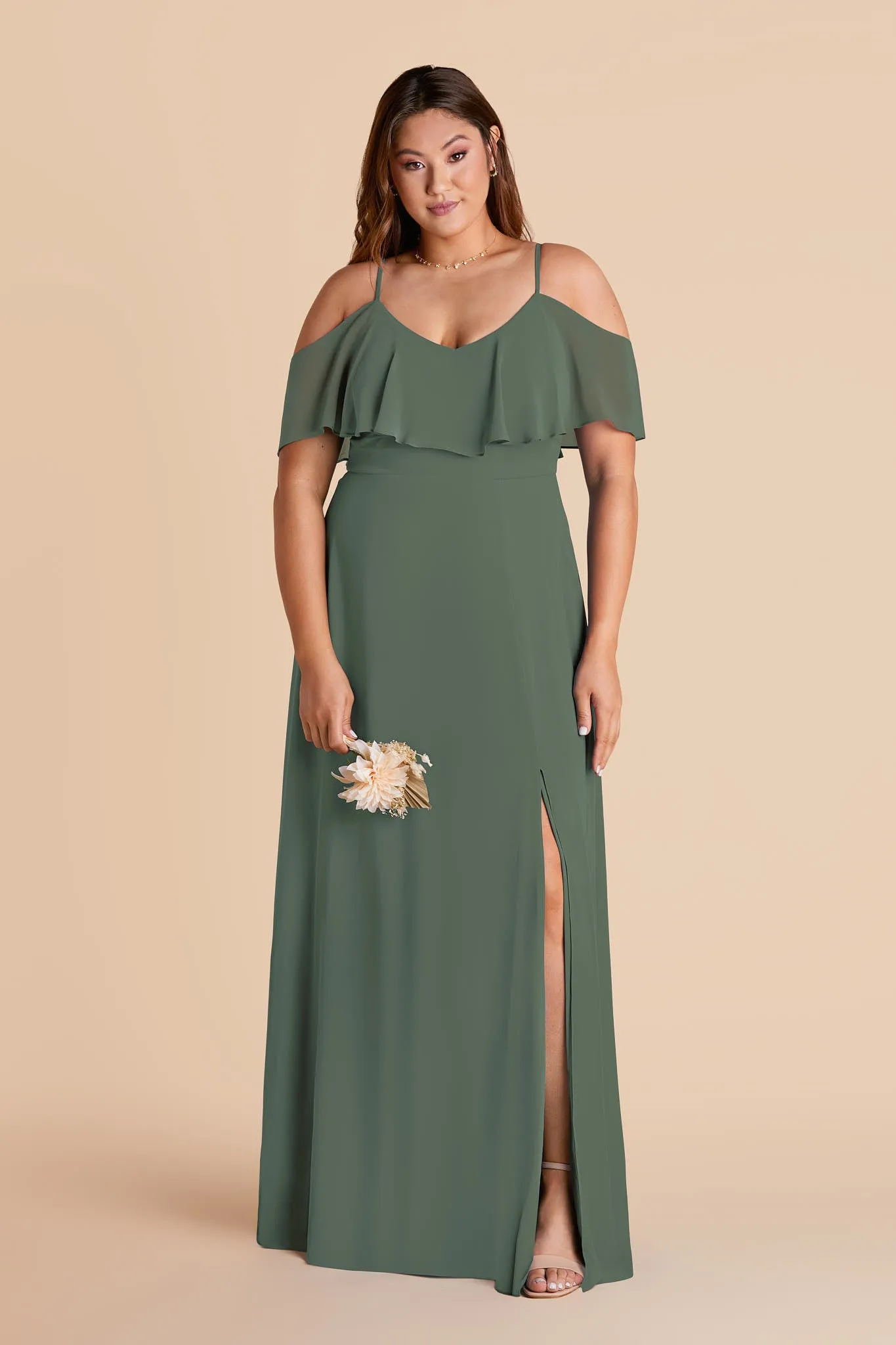 Jane Chiffon Dress With Slit - Eucalyptus sold by Birdy Grey product image thumbnail 2