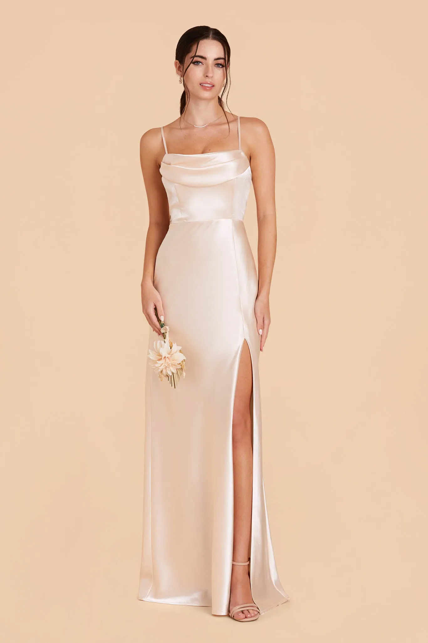 Mia Shiny Satin Dress - Champagne sold by Birdy Grey product image thumbnail 4