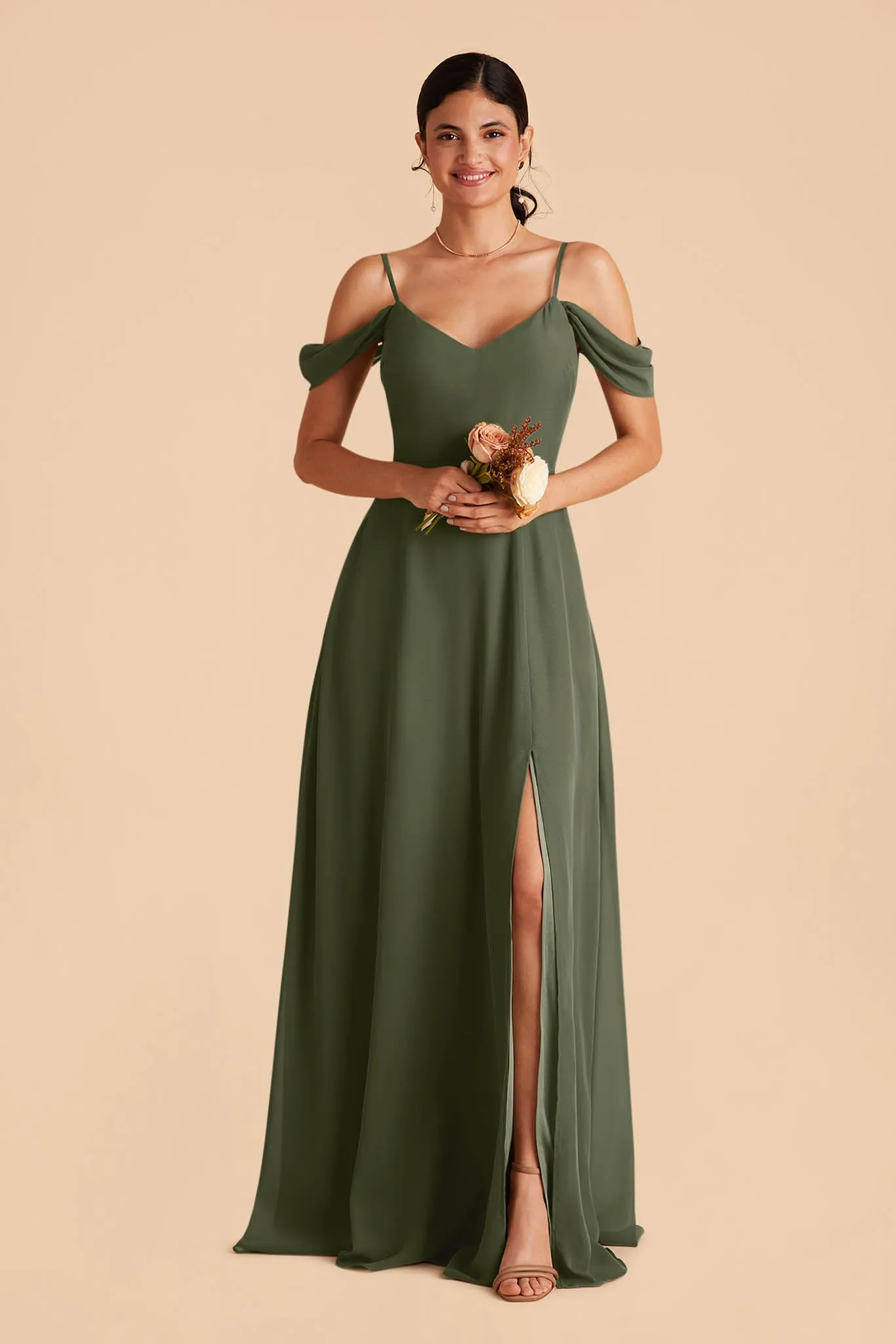 Devin Chiffon Dress With Slit - Olive sold by Birdy Grey product image thumbnail 3
