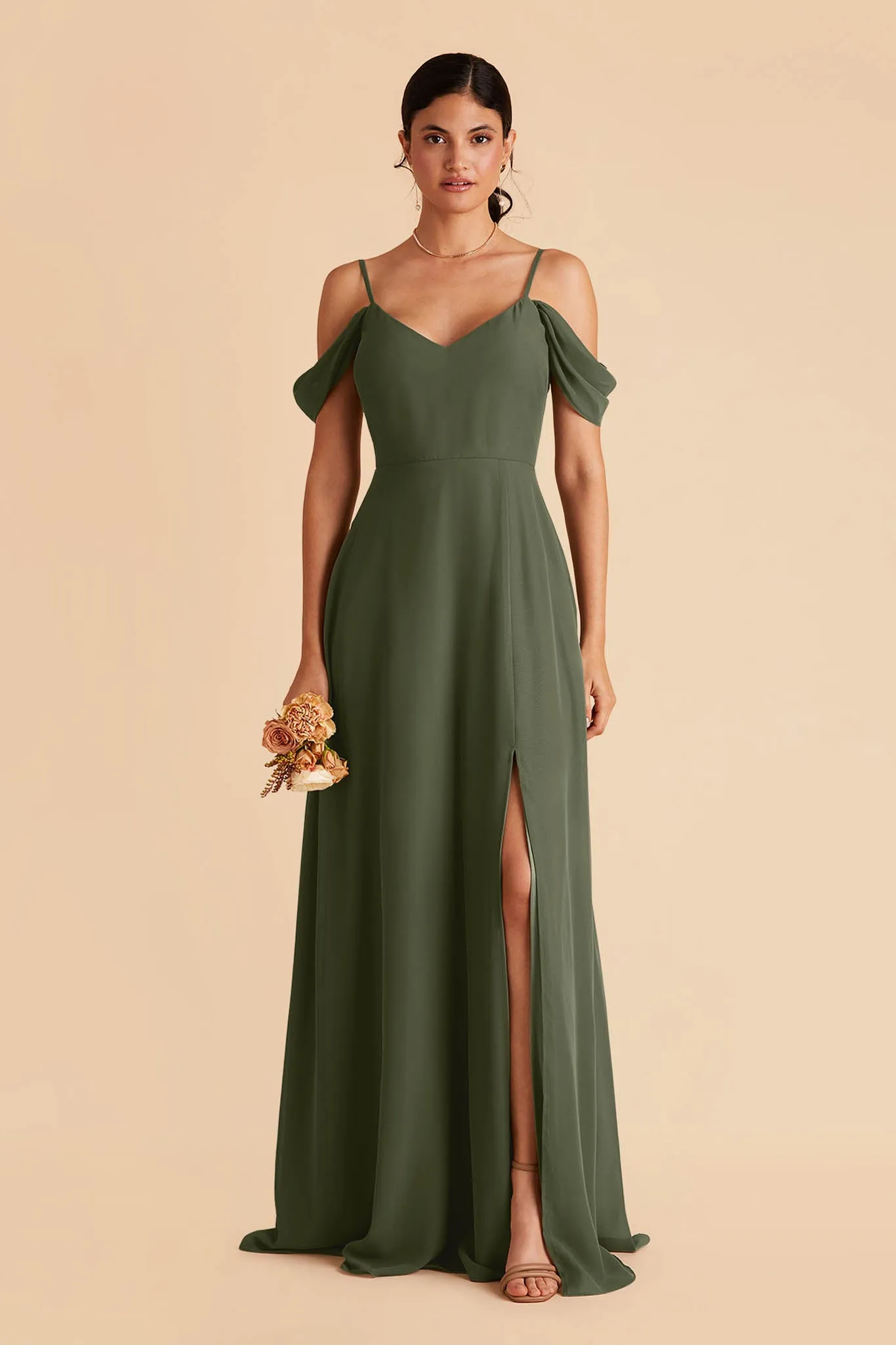Devin Chiffon Dress With Slit - Olive sold by Birdy Grey product image thumbnail 4