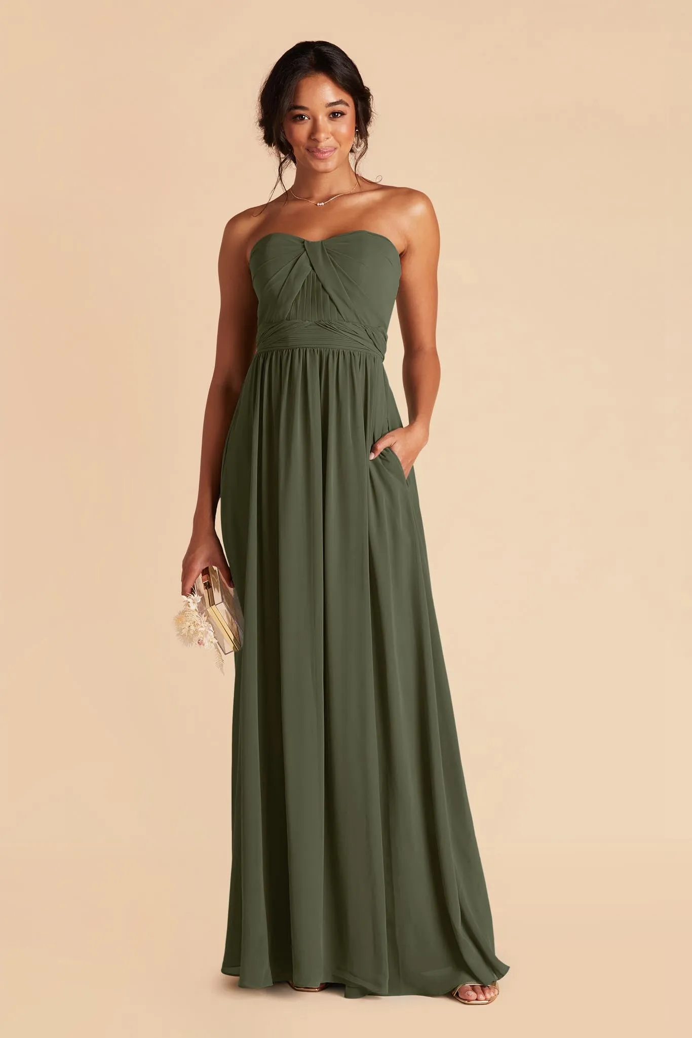 Grace Chiffon Dress - Olive sold by Birdy Grey
