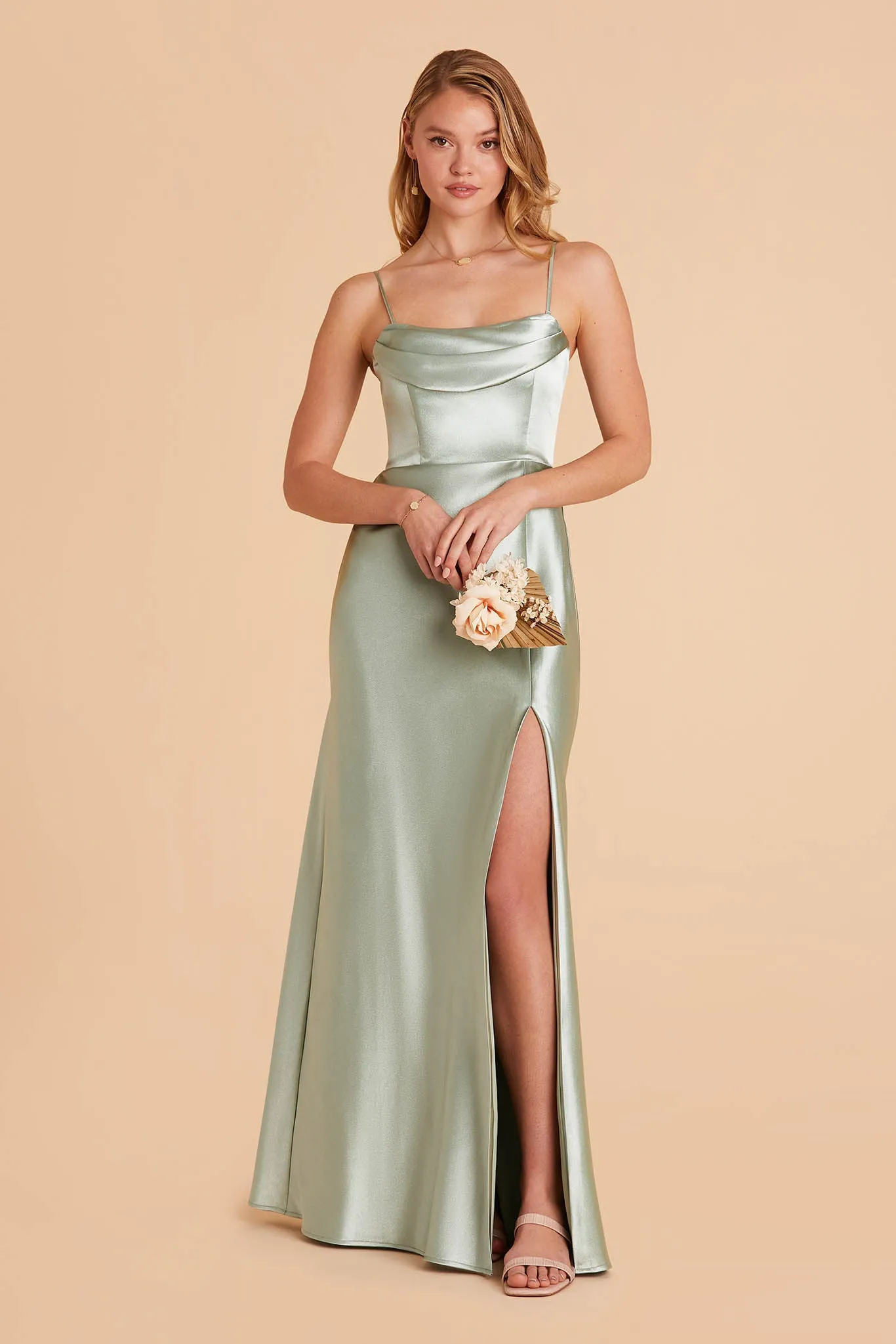 Mia Shiny Satin Dress - Sage sold by Birdy Grey product image thumbnail 4