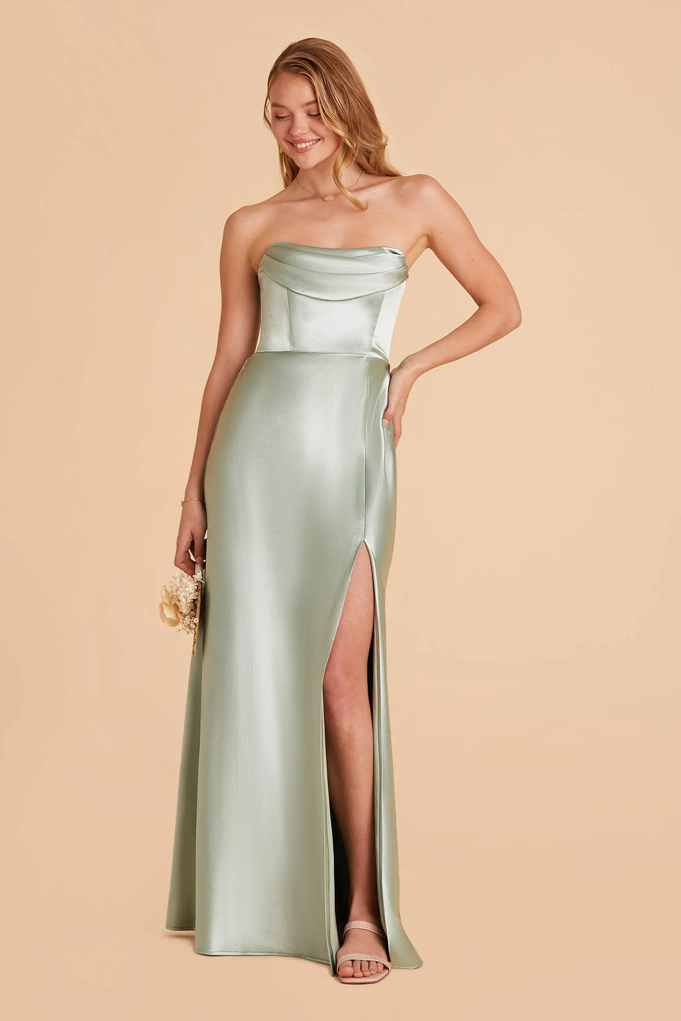 Mia Shiny Satin Dress - Sage sold by Birdy Grey product image thumbnail 5