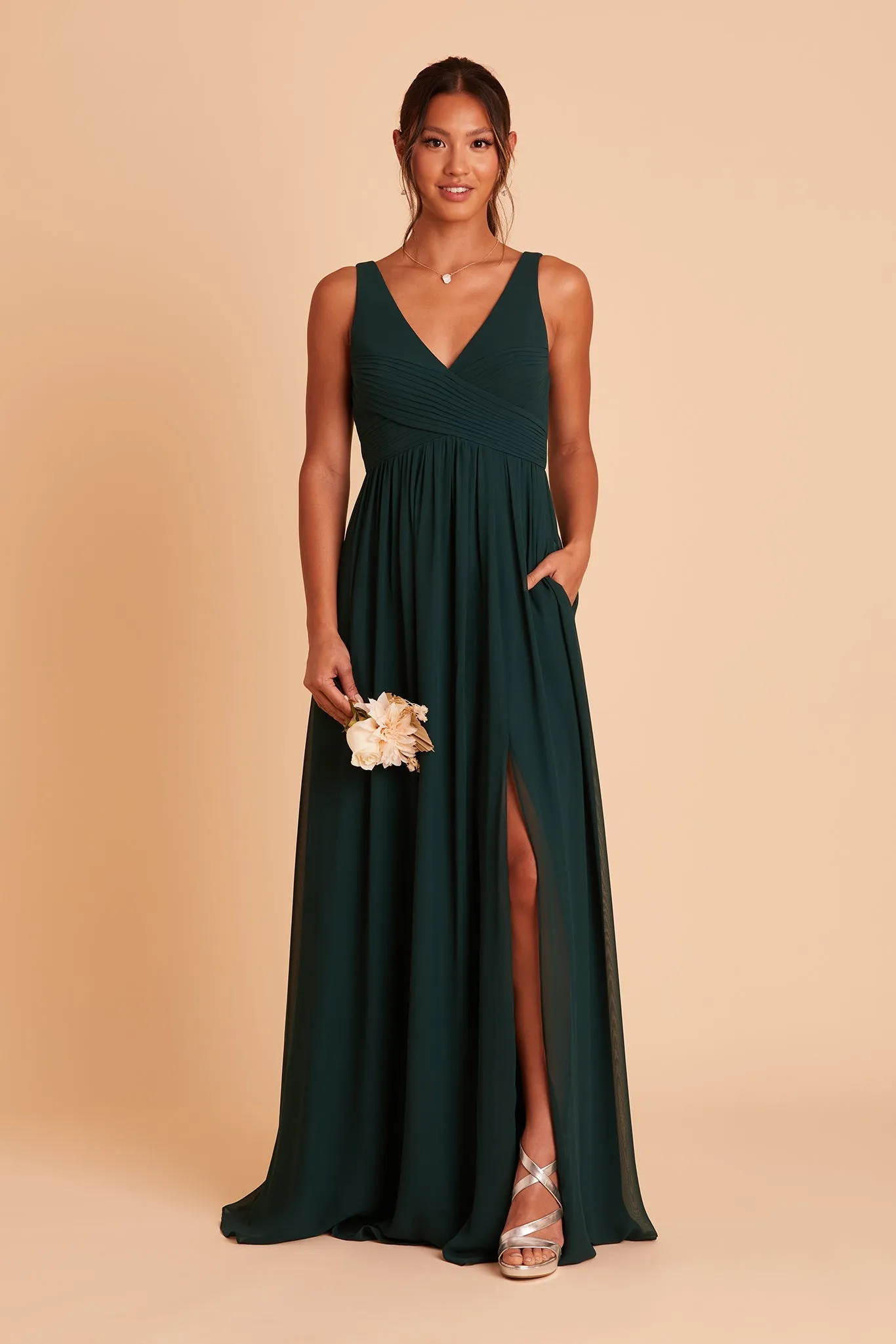 Laurie Chiffon Dress - Emerald sold by Birdy Grey