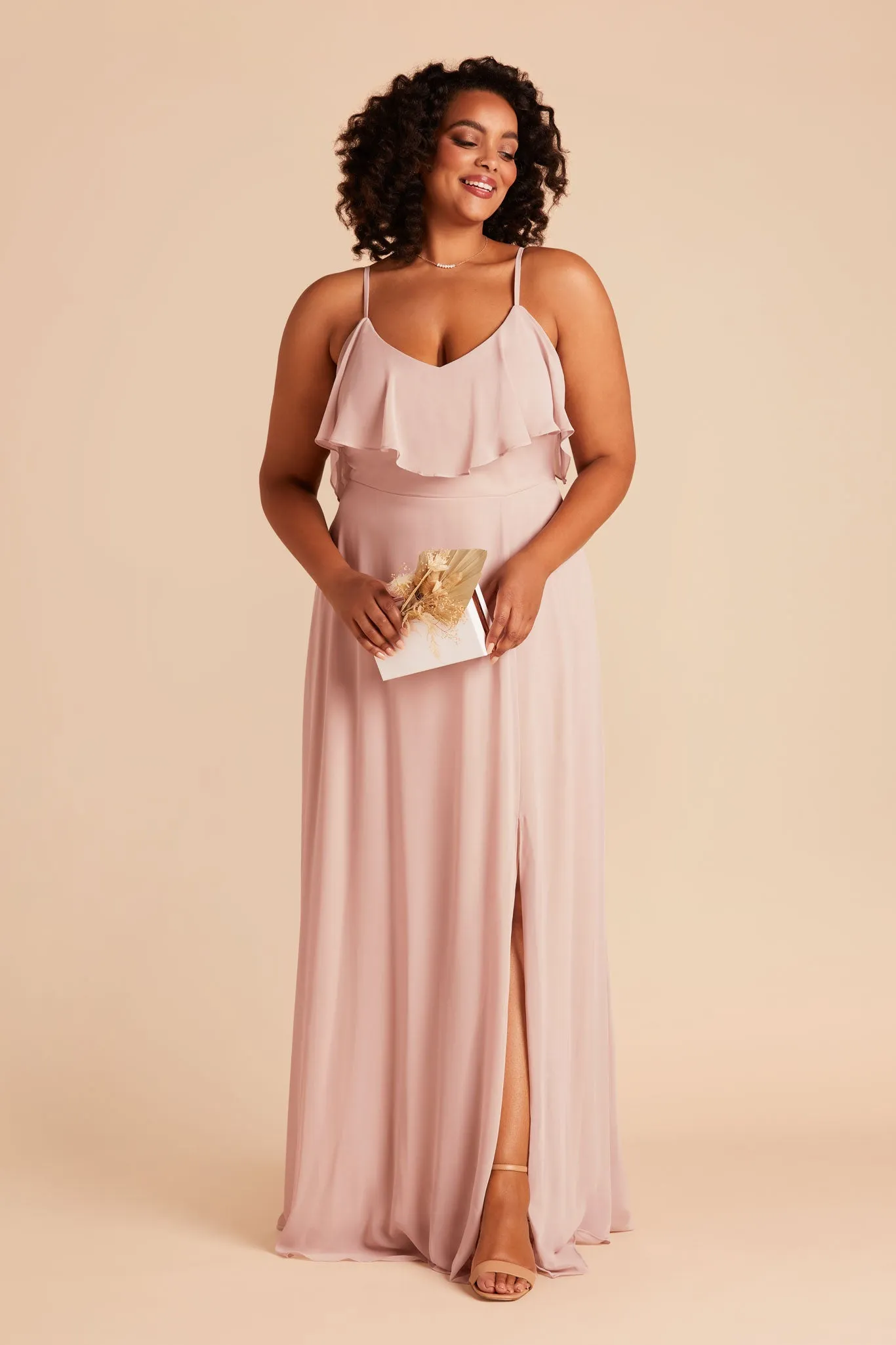 Jane Chiffon Dress With Slit - Blush Pink sold by Birdy Grey product image thumbnail 2