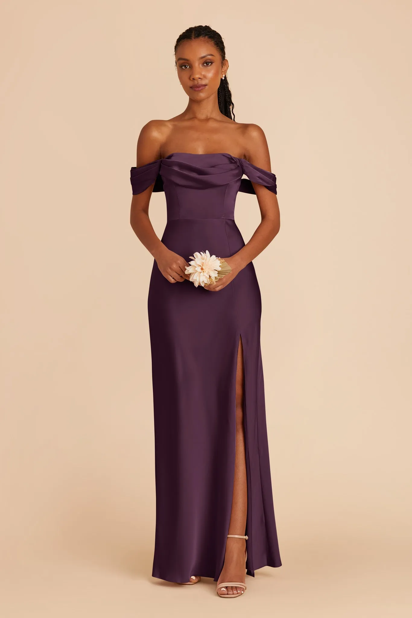 Mia Matte Satin Dress - Plum sold by Birdy Grey product image thumbnail 4