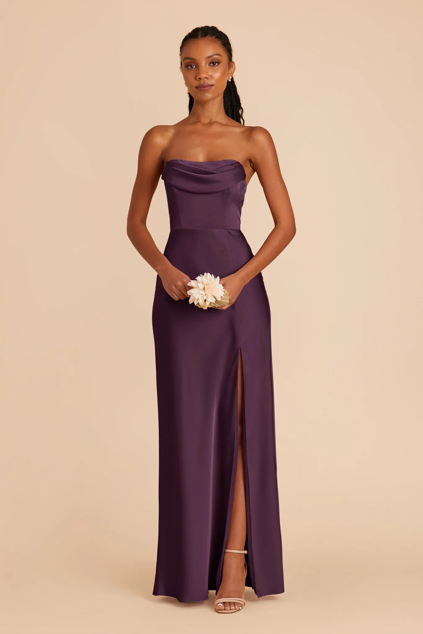 Mia Matte Satin Dress - Plum sold by Birdy Grey product image thumbnail 3