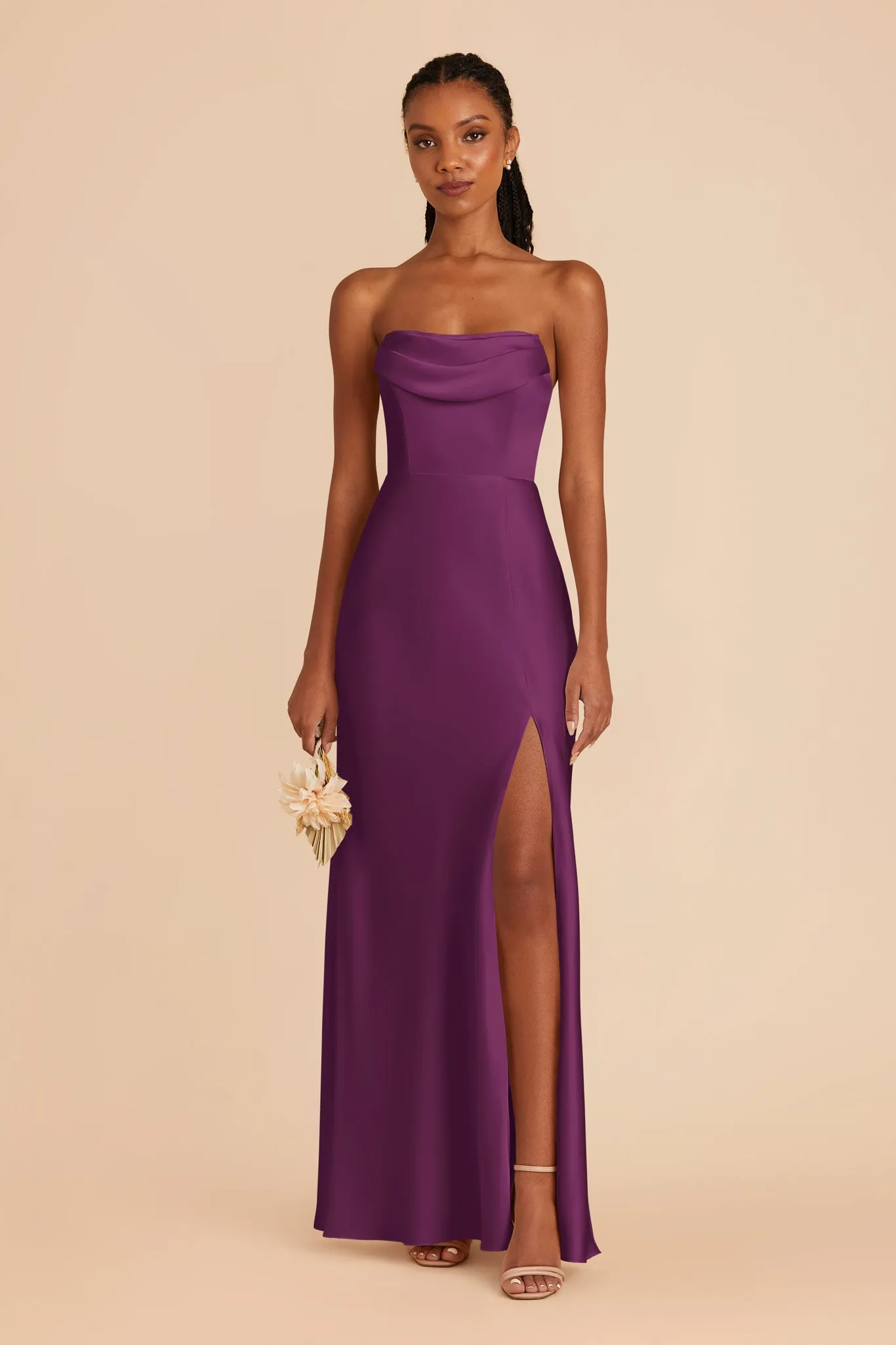 Mia Matte Satin Dress - Fig sold by Birdy Grey product image thumbnail 3