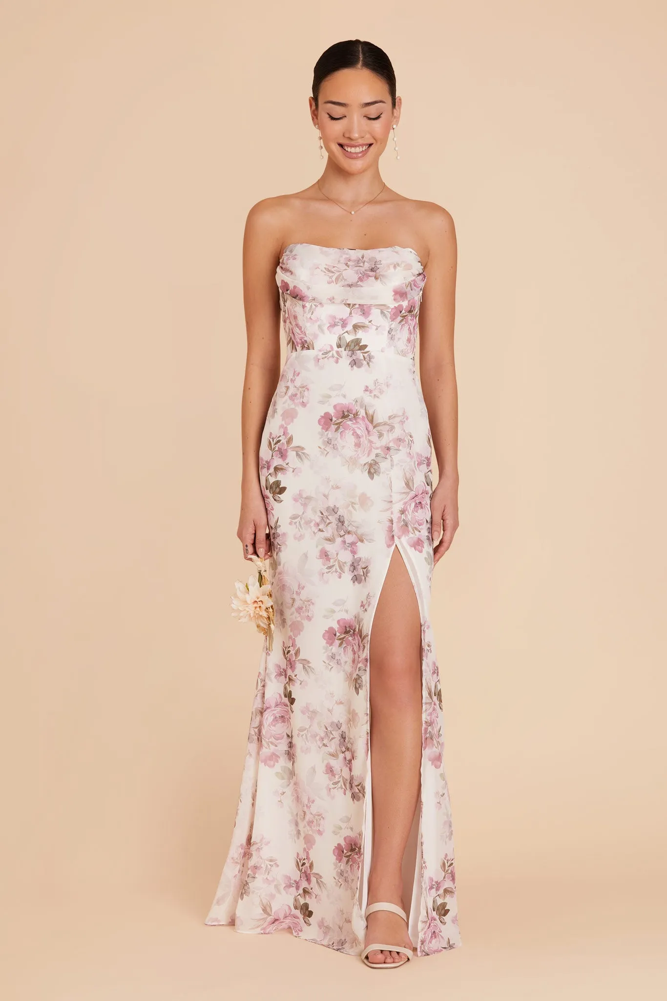 Mira Chiffon Dress - Dusty Pink Peonies sold by Birdy Grey product image thumbnail 4