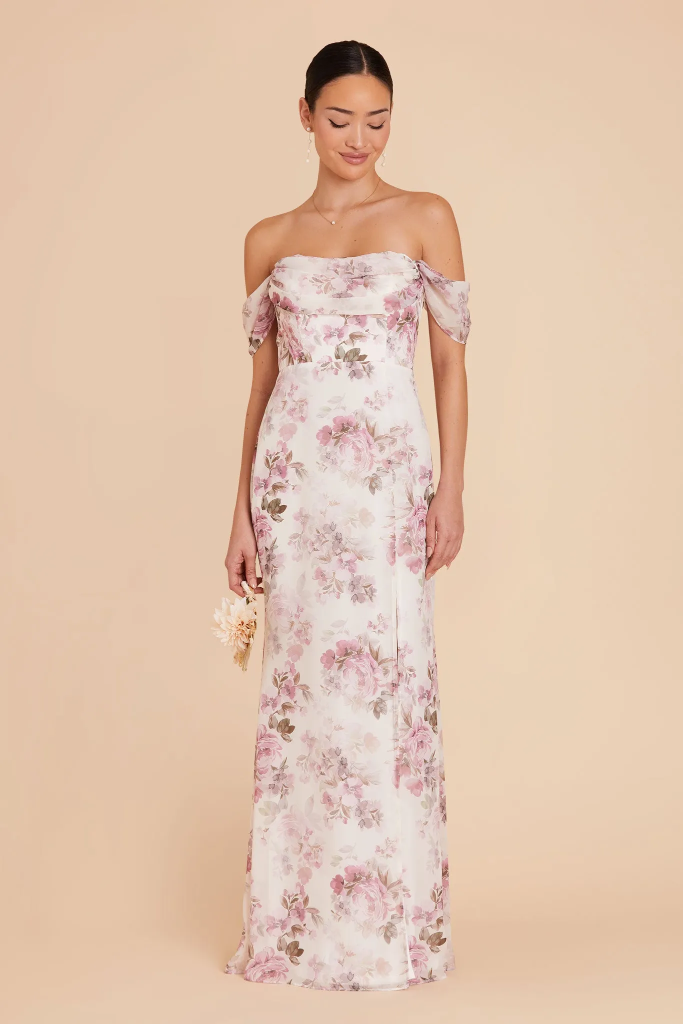 Mira Chiffon Dress - Dusty Pink Peonies sold by Birdy Grey product image thumbnail 5