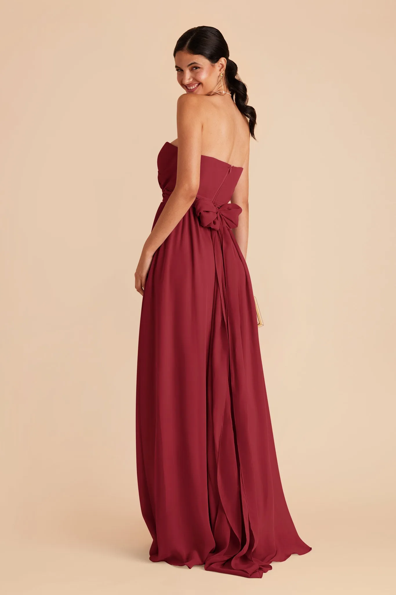 Grace Chiffon Dress With Slit - Burgundy sold by Birdy Grey product image thumbnail 5