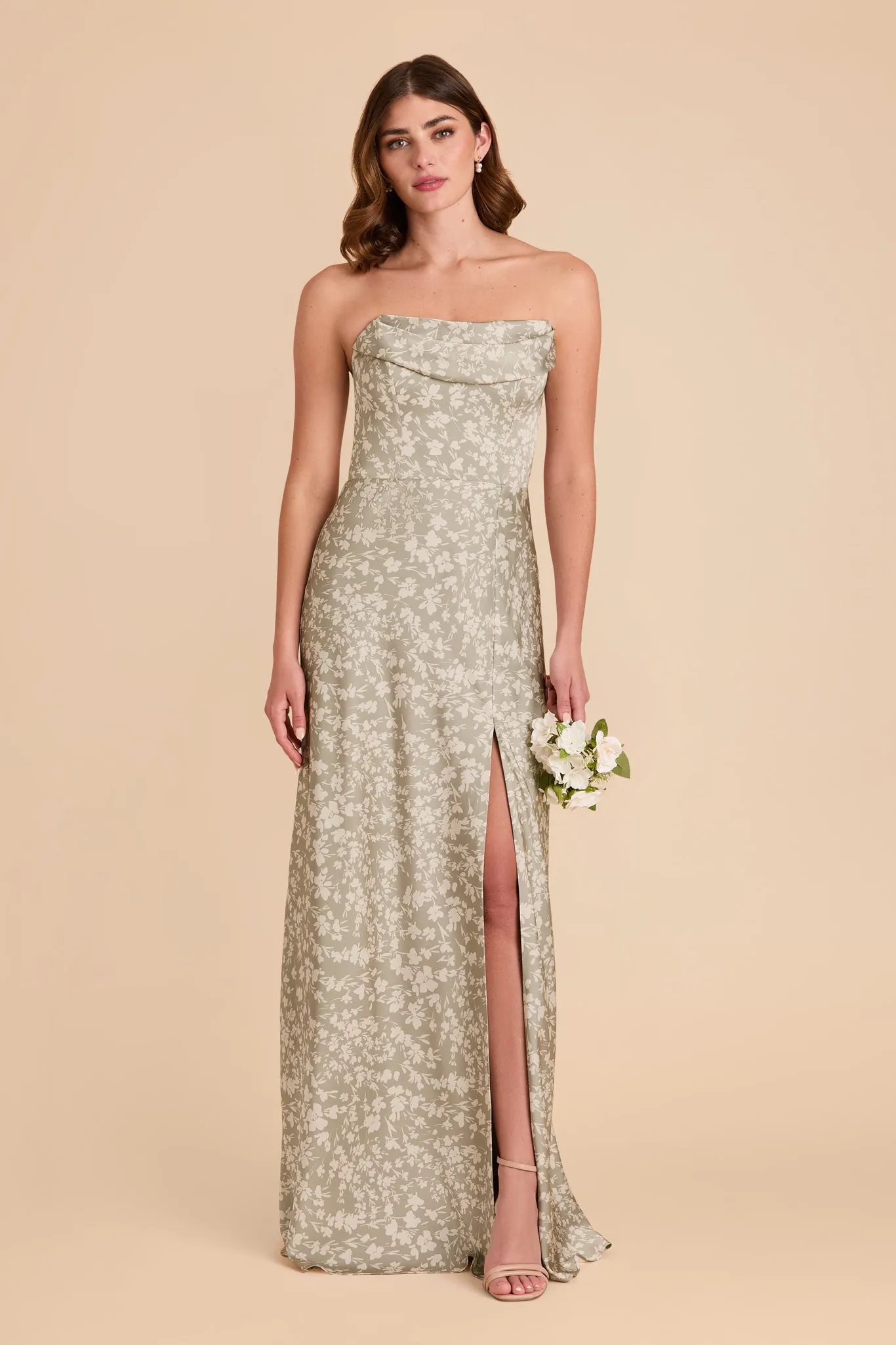 Mia Matte Satin Dress - Moss Green Dreamy Floral sold by Birdy Grey product image thumbnail 2