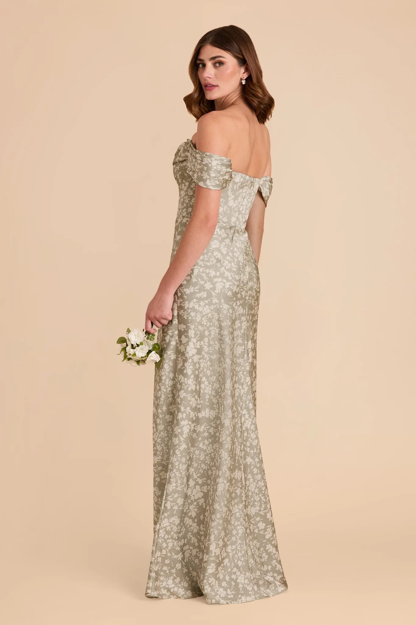 Mia Matte Satin Dress - Moss Green Dreamy Floral sold by Birdy Grey product image thumbnail 5