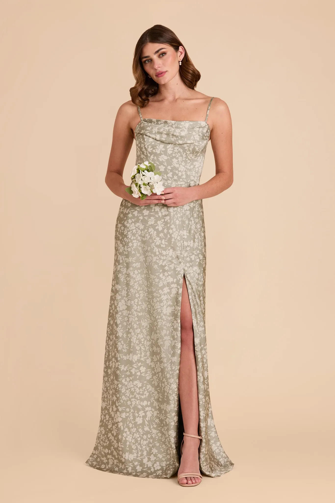 Mia Matte Satin Dress - Moss Green Dreamy Floral sold by Birdy Grey product image thumbnail 4