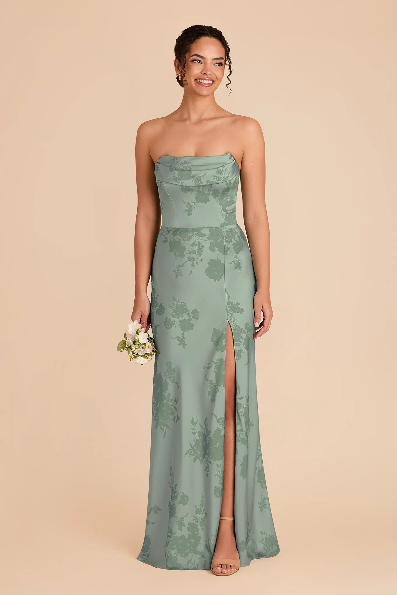 Mia Matte Satin Dress - Sage Whimsical Blooms sold by Birdy Grey product image thumbnail 2