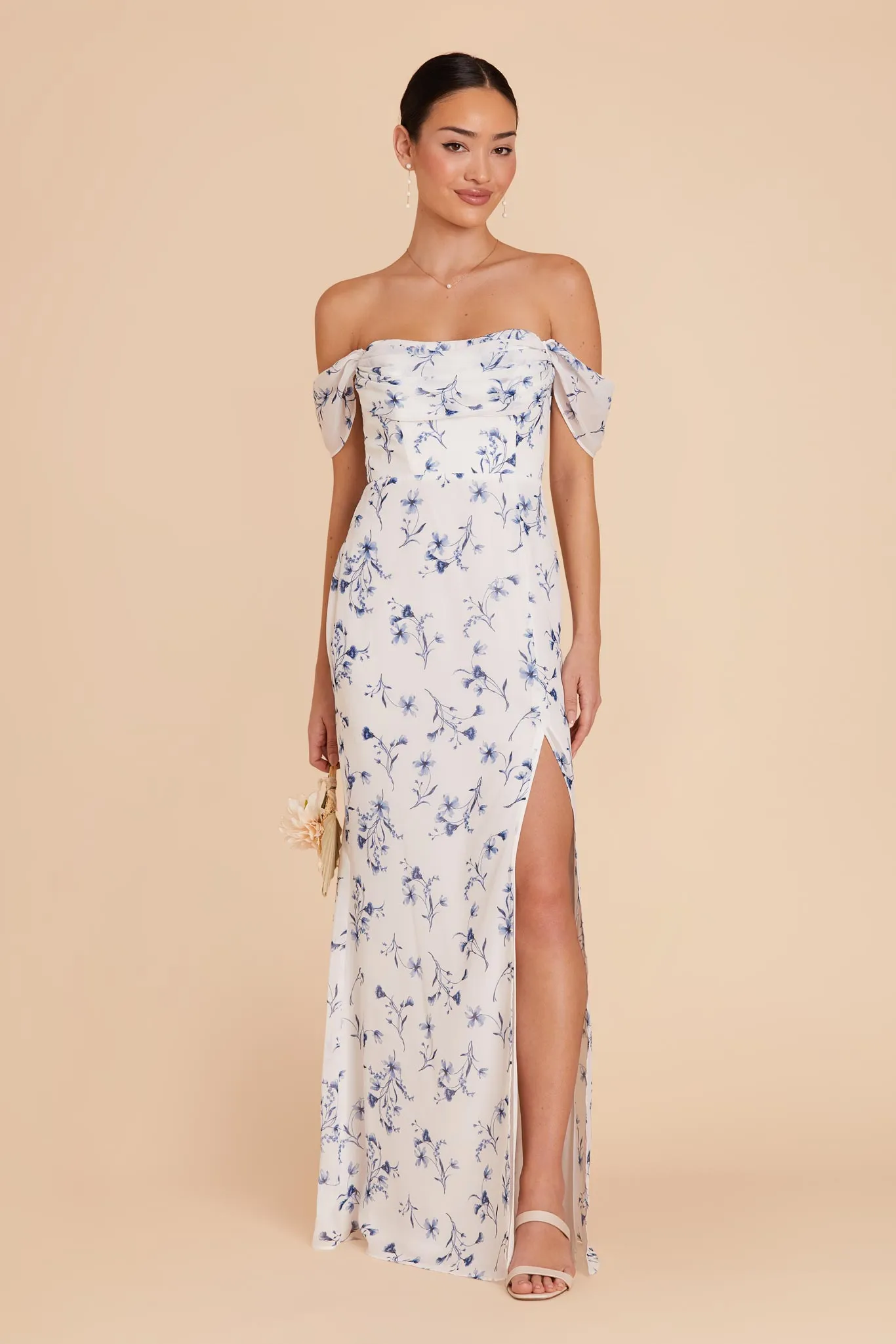Mira Chiffon Dress - Blue Le Fleur sold by Birdy Grey