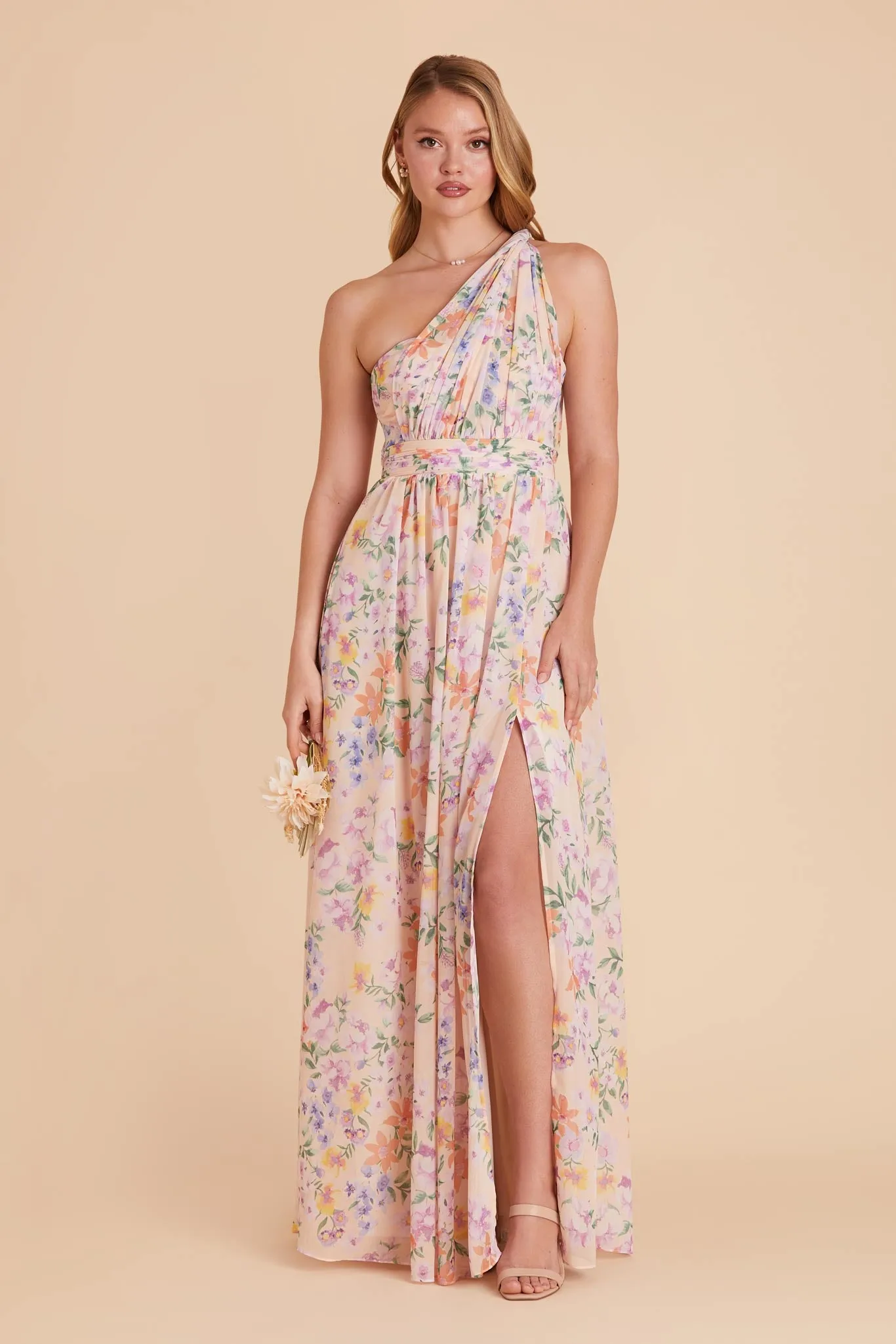 Grace Chiffon Dress With Slit - Botanical Blooms sold by Birdy Grey product image thumbnail 2