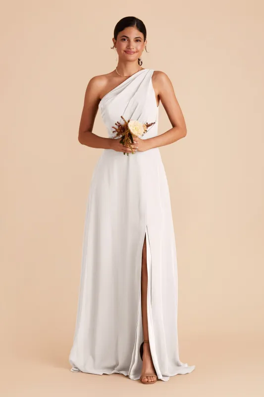 Kira Chiffon Dress With Slit - White sold by Birdy Grey