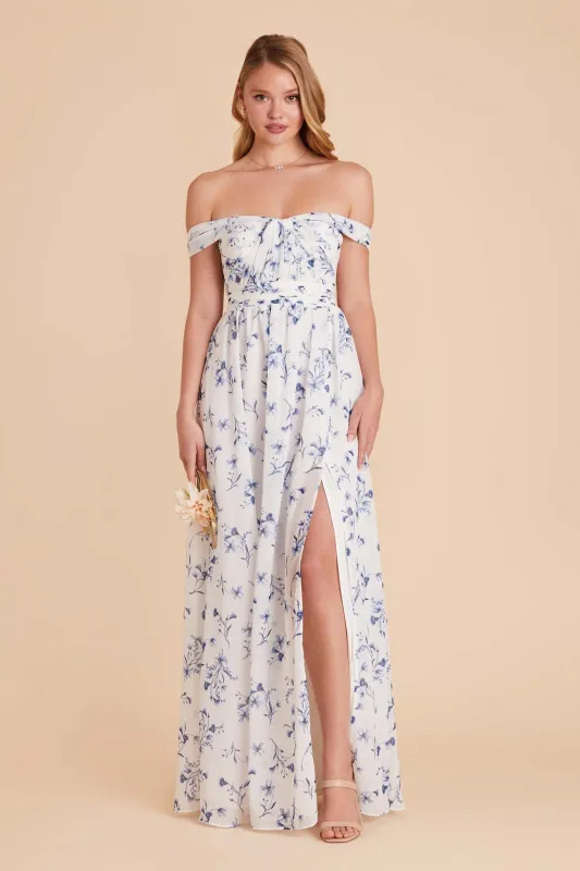 Grace Chiffon Dress With Slit - Blue Le Fleur sold by Birdy Grey