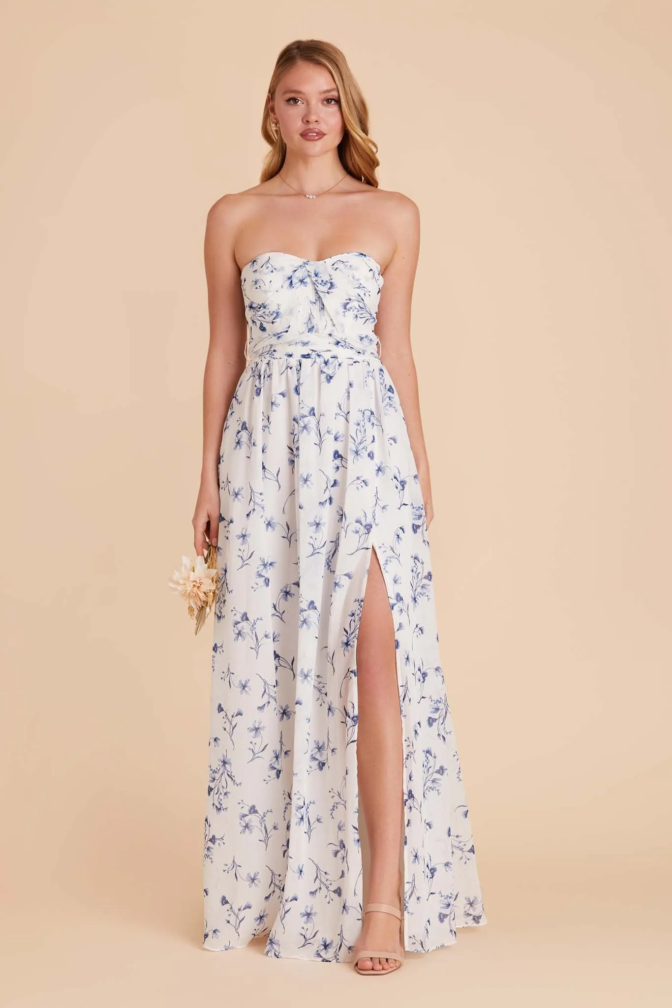 Grace Chiffon Dress With Slit - Blue Le Fleur sold by Birdy Grey product image thumbnail 3