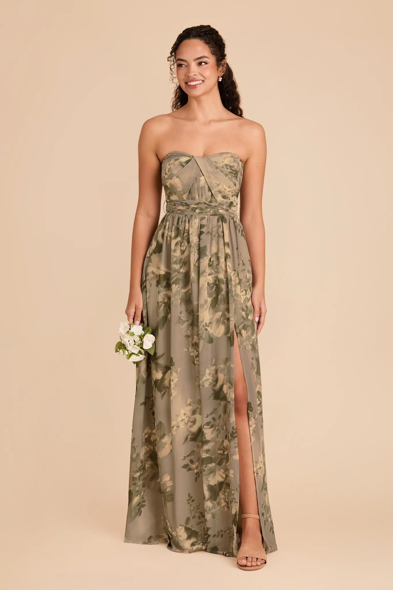Grace Chiffon Dress With Slit - Doe Painted Botanics sold by Birdy Grey