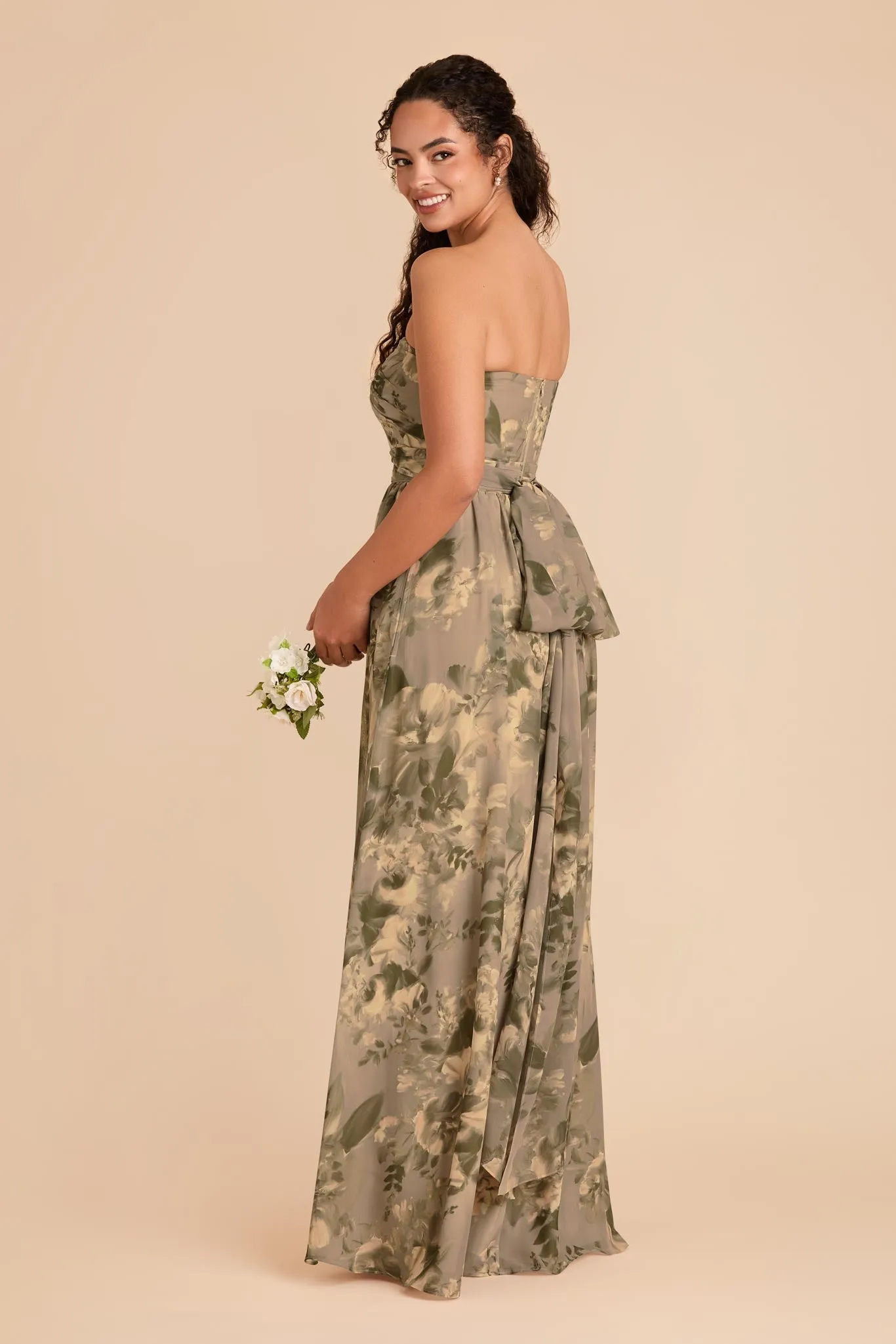 Grace Chiffon Dress With Slit - Doe Painted Botanics sold by Birdy Grey product image thumbnail 5
