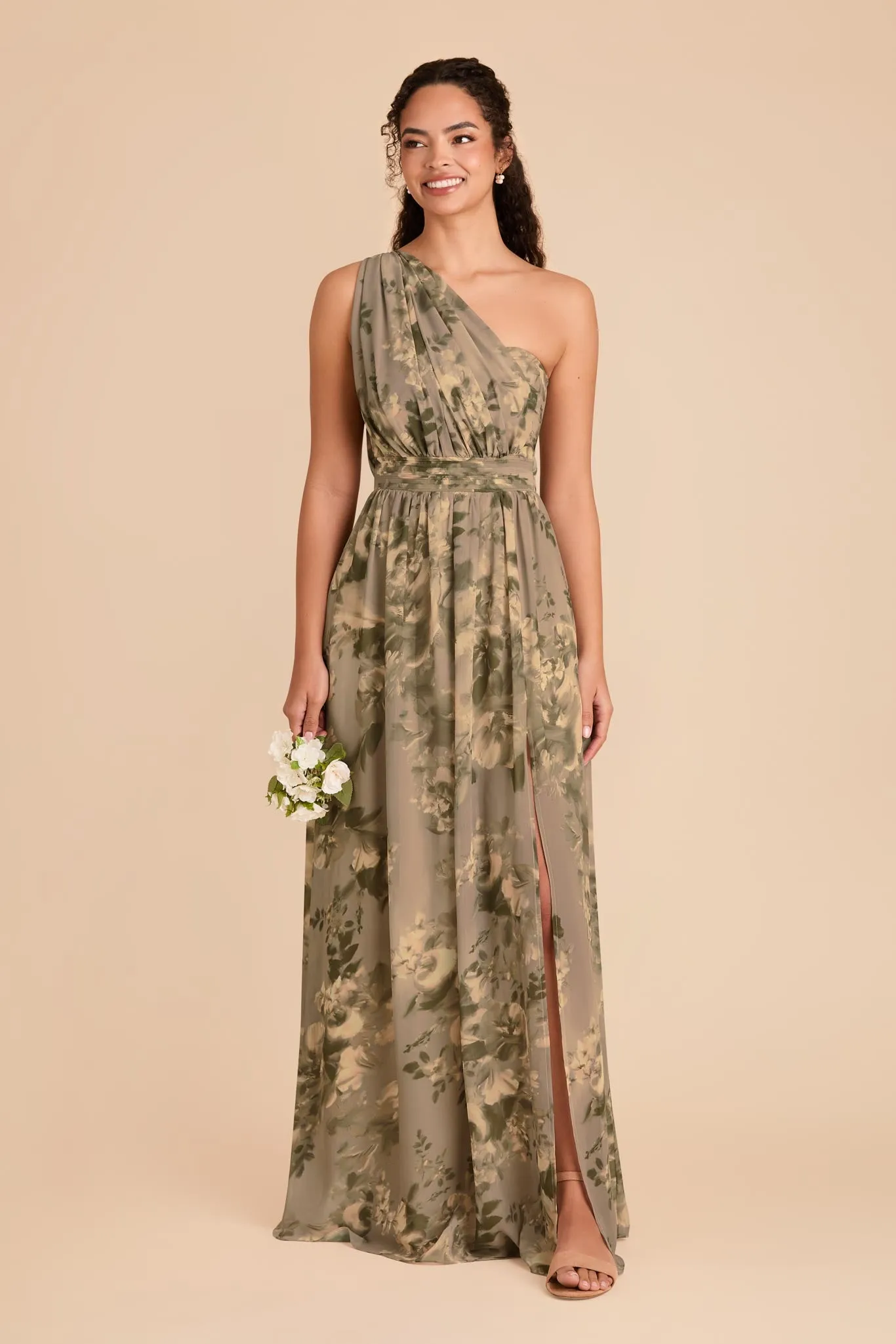 Grace Chiffon Dress With Slit - Doe Painted Botanics sold by Birdy Grey product image thumbnail 2