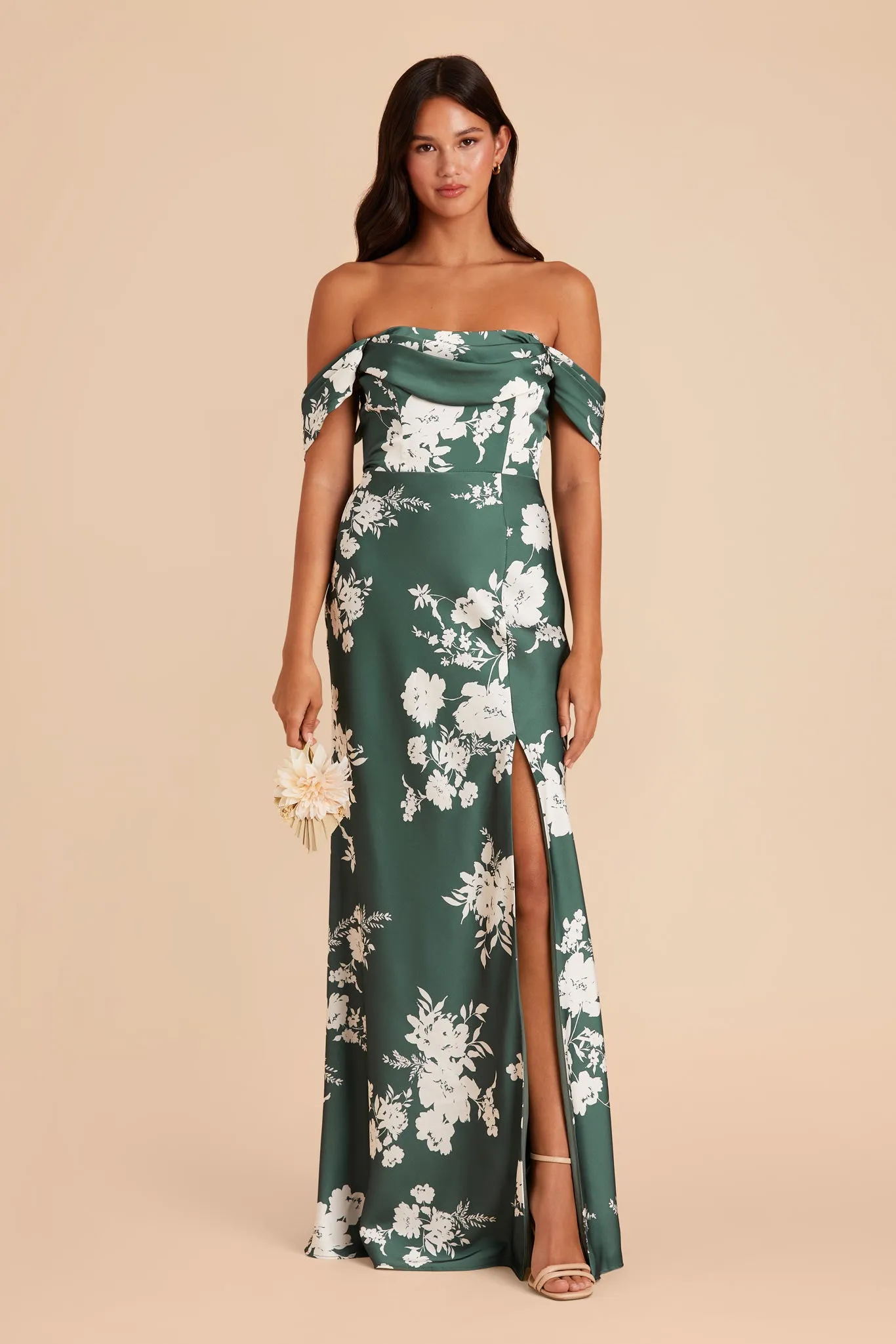 Mia Matte Satin Dress - Eucalyptus Whimsical Blooms sold by Birdy Grey product image thumbnail 2