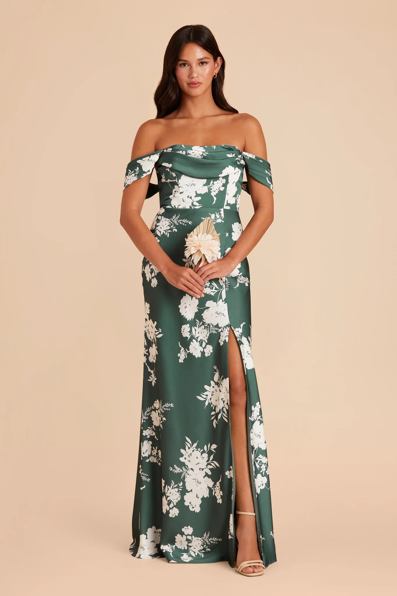 Mia Matte Satin Dress - Eucalyptus Whimsical Blooms sold by Birdy Grey product image thumbnail 5