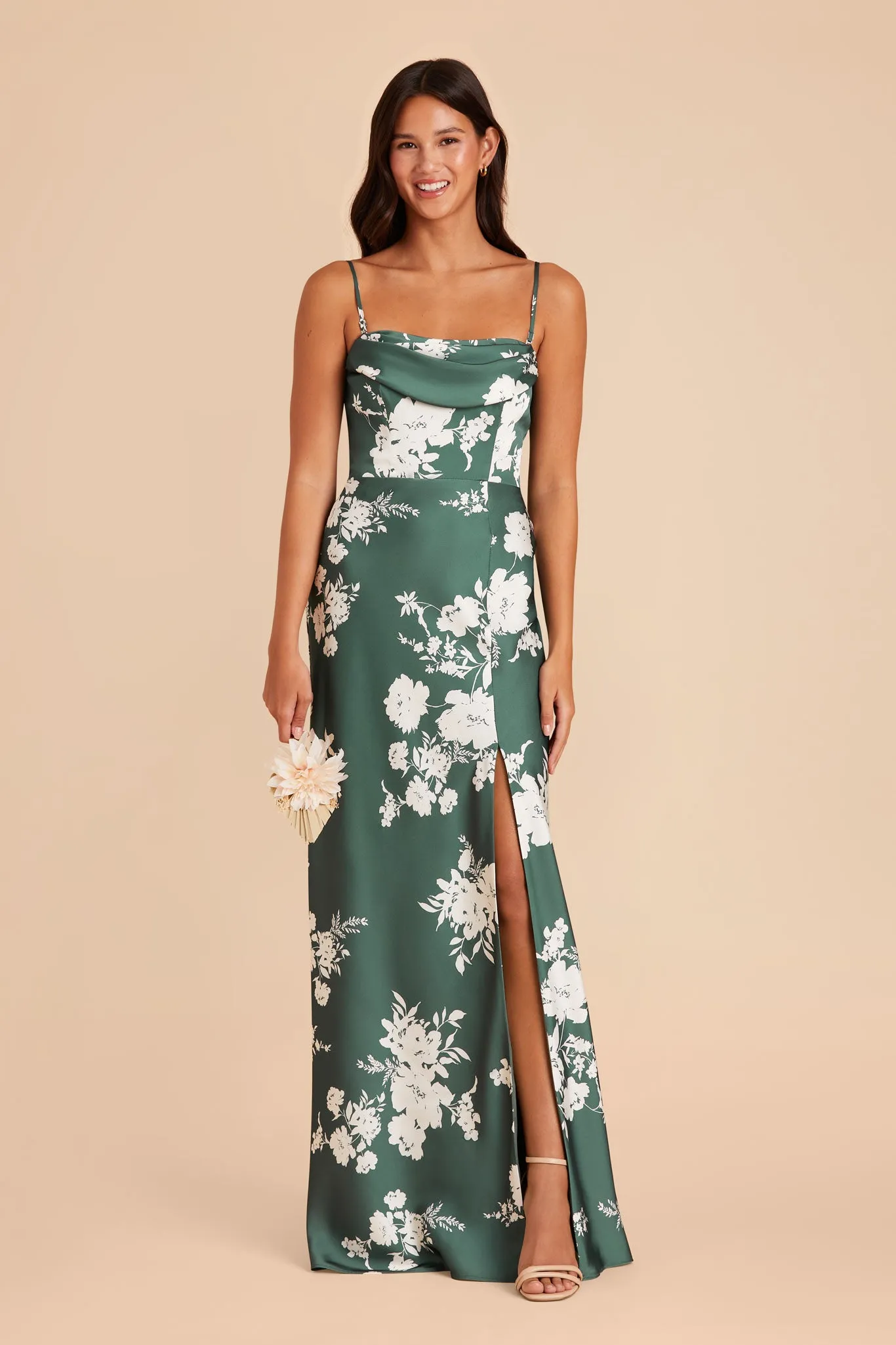 Mia Matte Satin Dress - Eucalyptus Whimsical Blooms sold by Birdy Grey product image thumbnail 4
