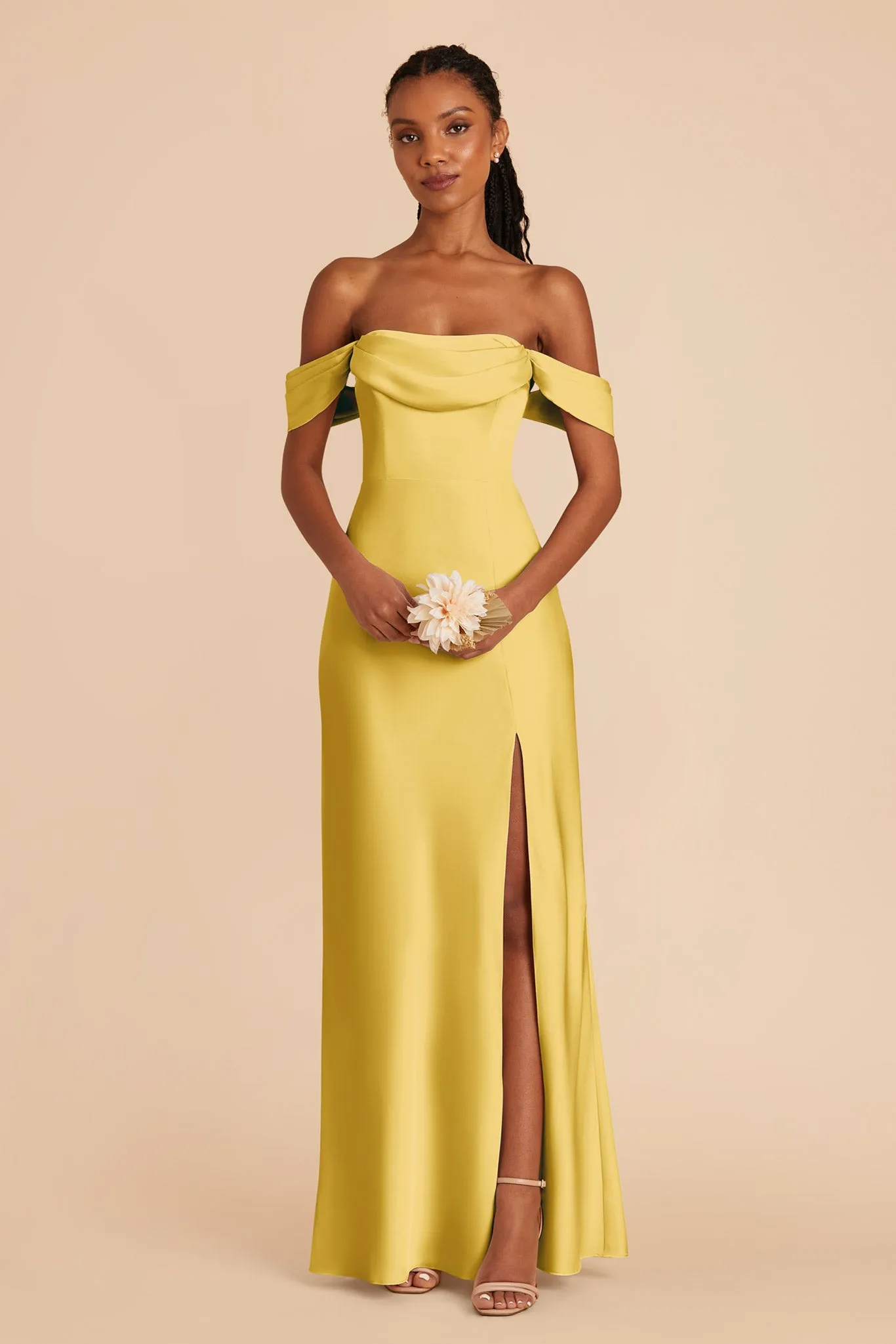 Mia Matte Satin Dress - Sunflower Yellow sold by Birdy Grey