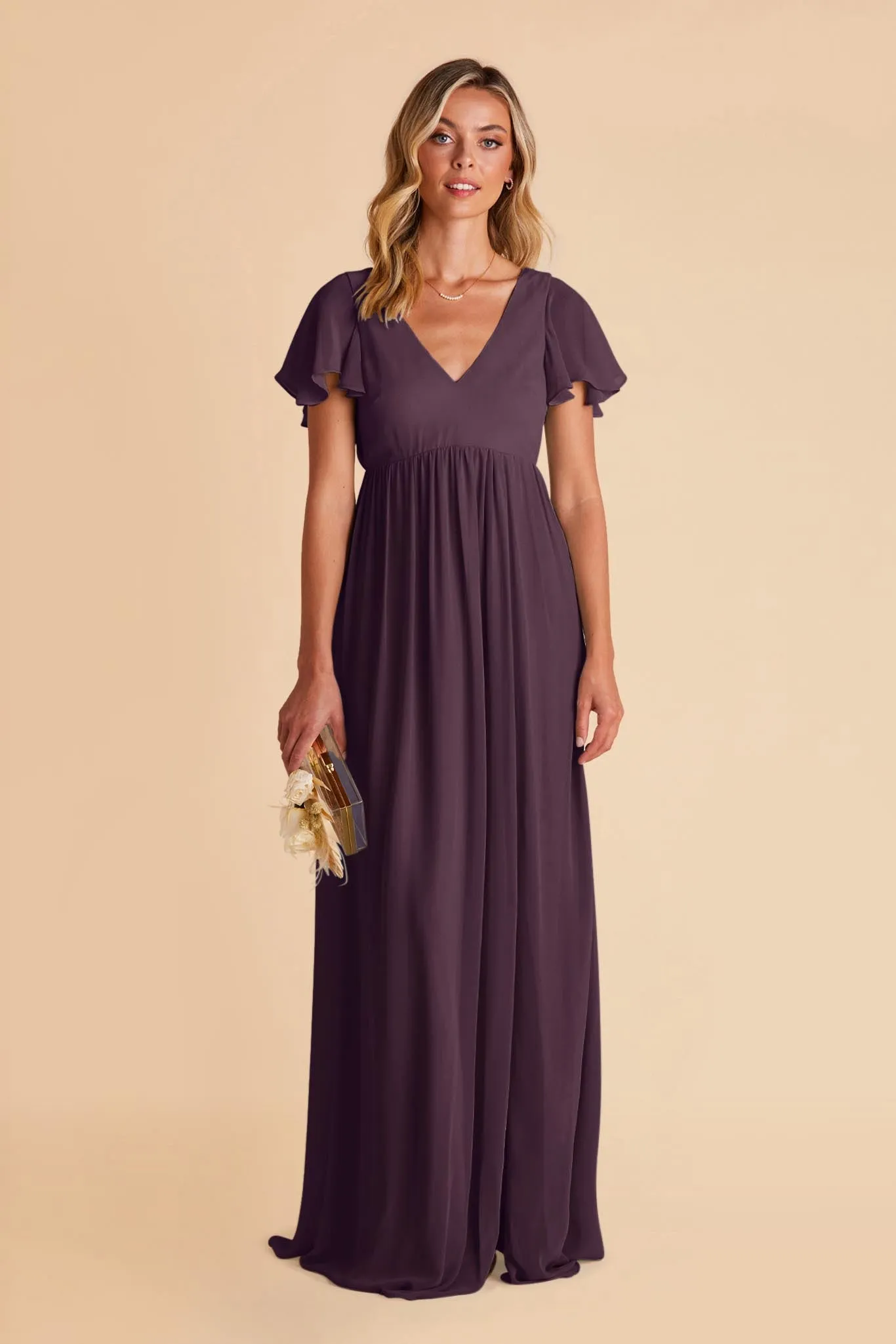 Hannah Chiffon Dress - Plum sold by Birdy Grey