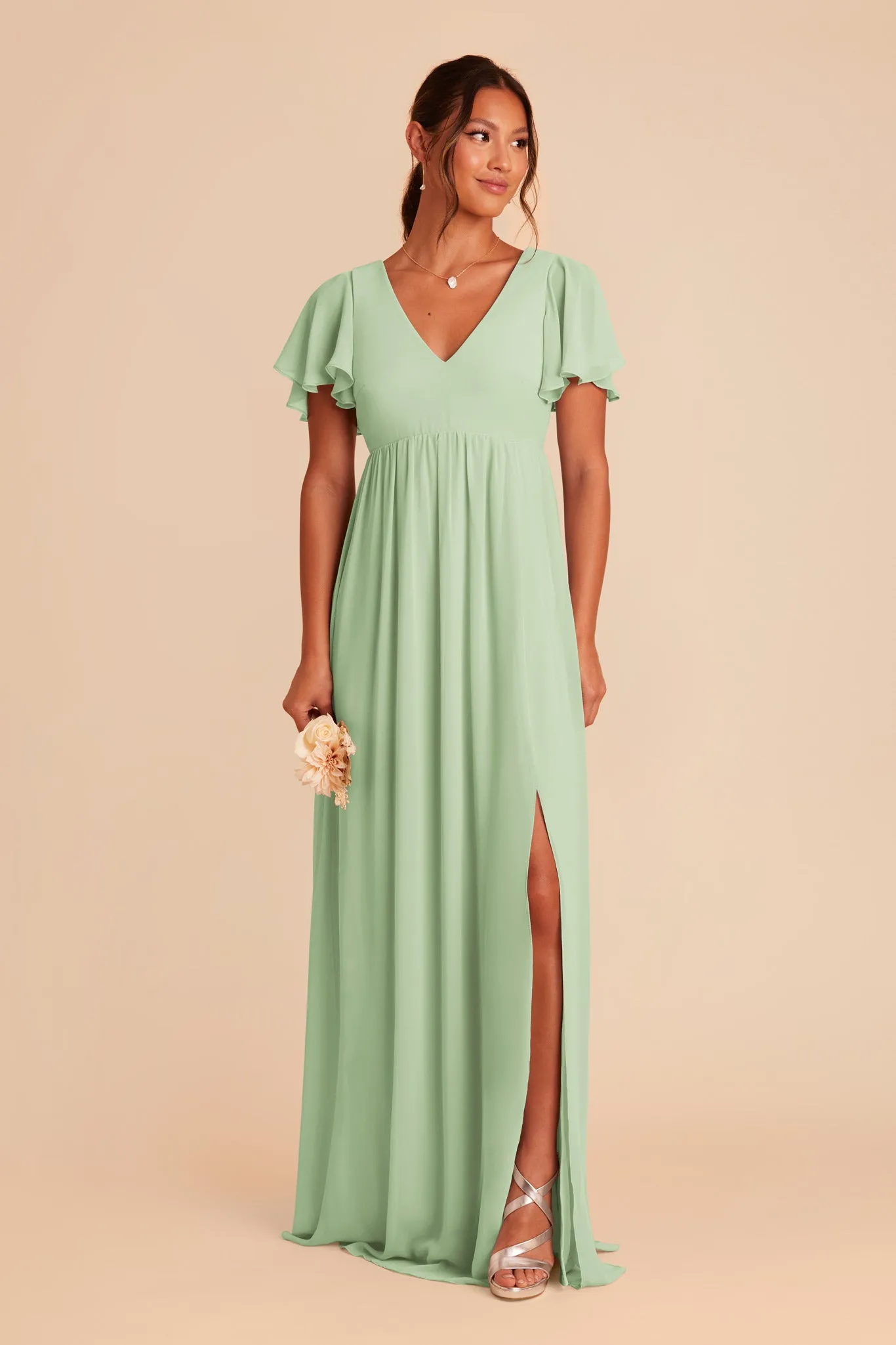 Hannah Chiffon Dress - Pistachio sold by Birdy Grey